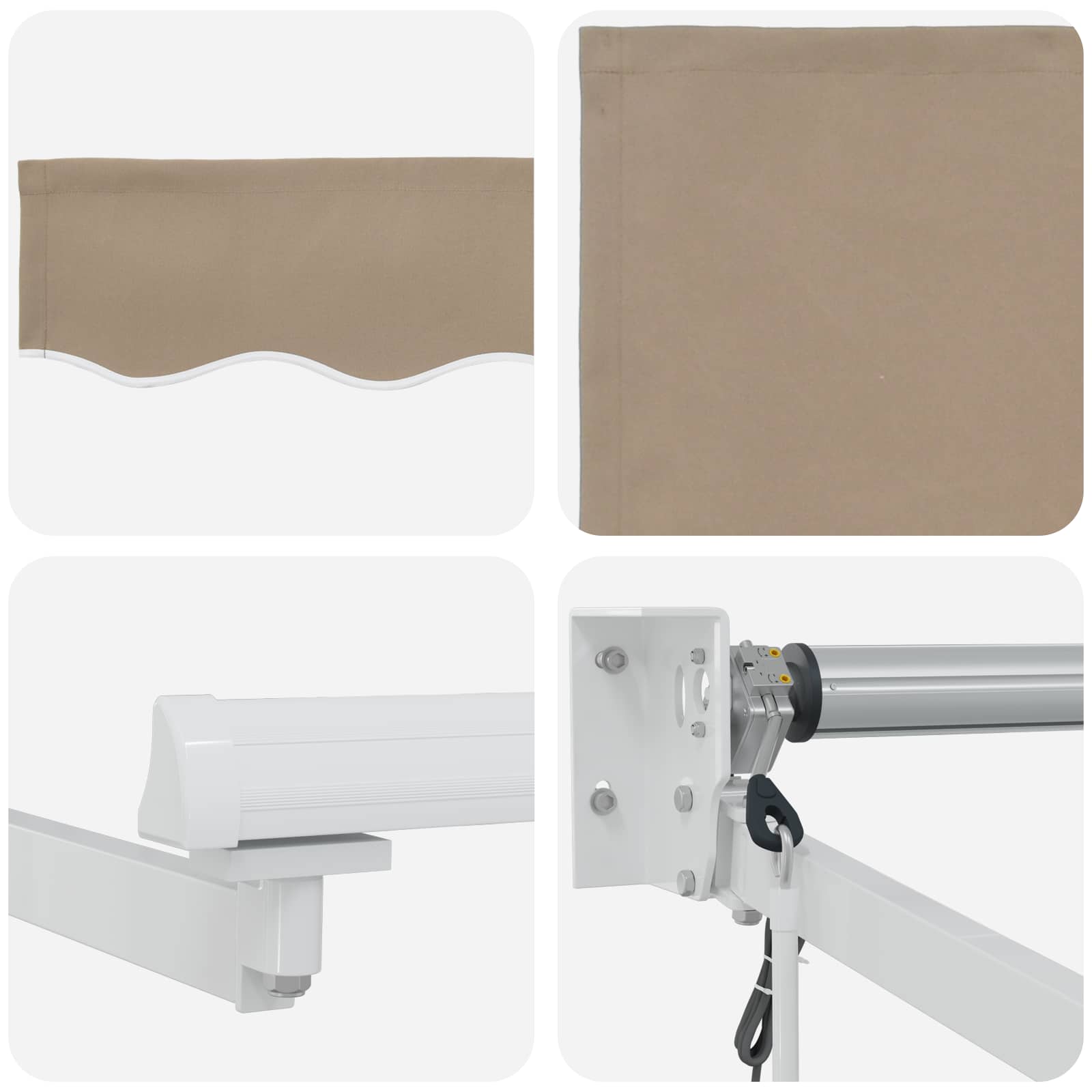 Elektrische ausziehbare Markise Beige und Weiß 4,5 × 3 m
