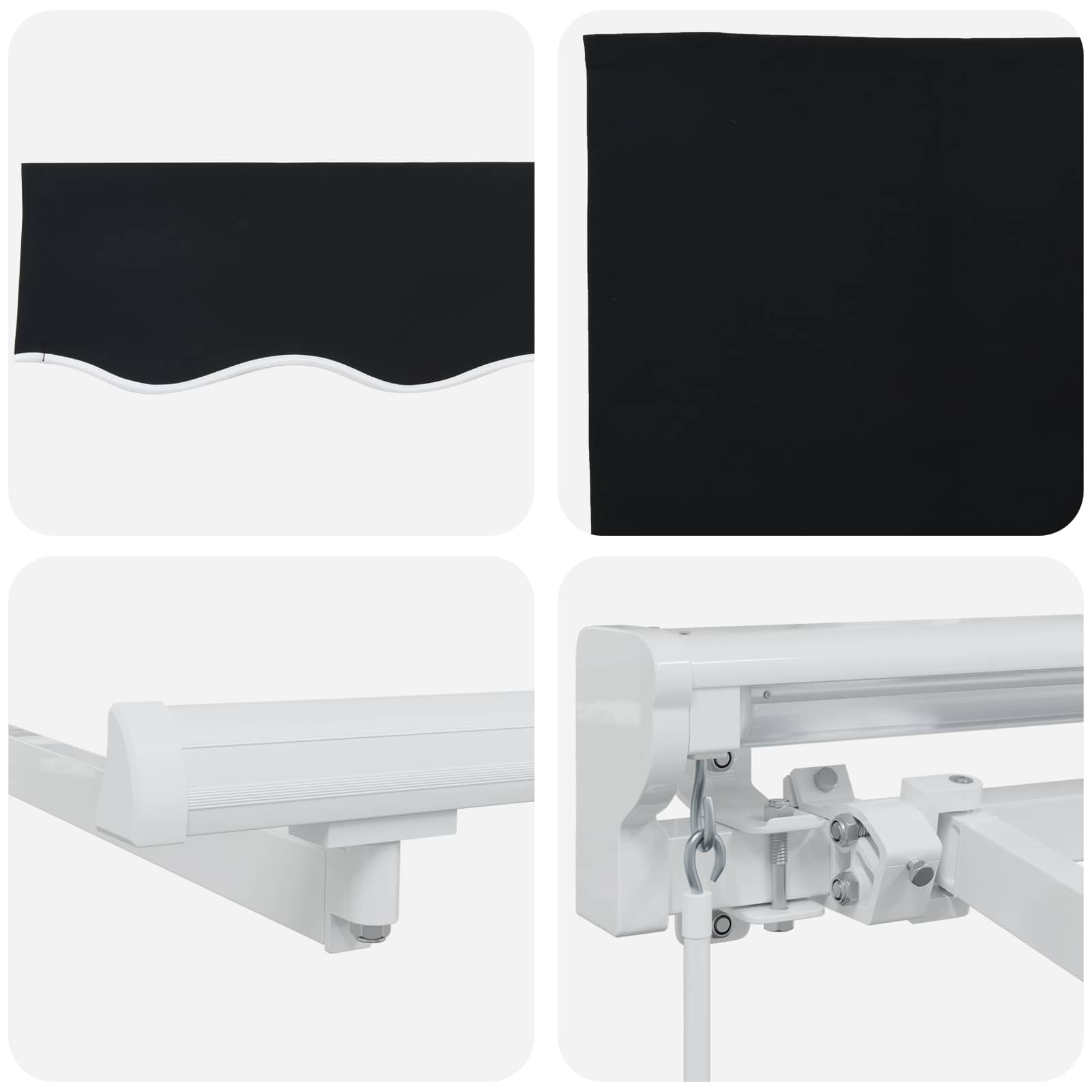Manuell einziehbare Markise Schwarz 4 x 3 m