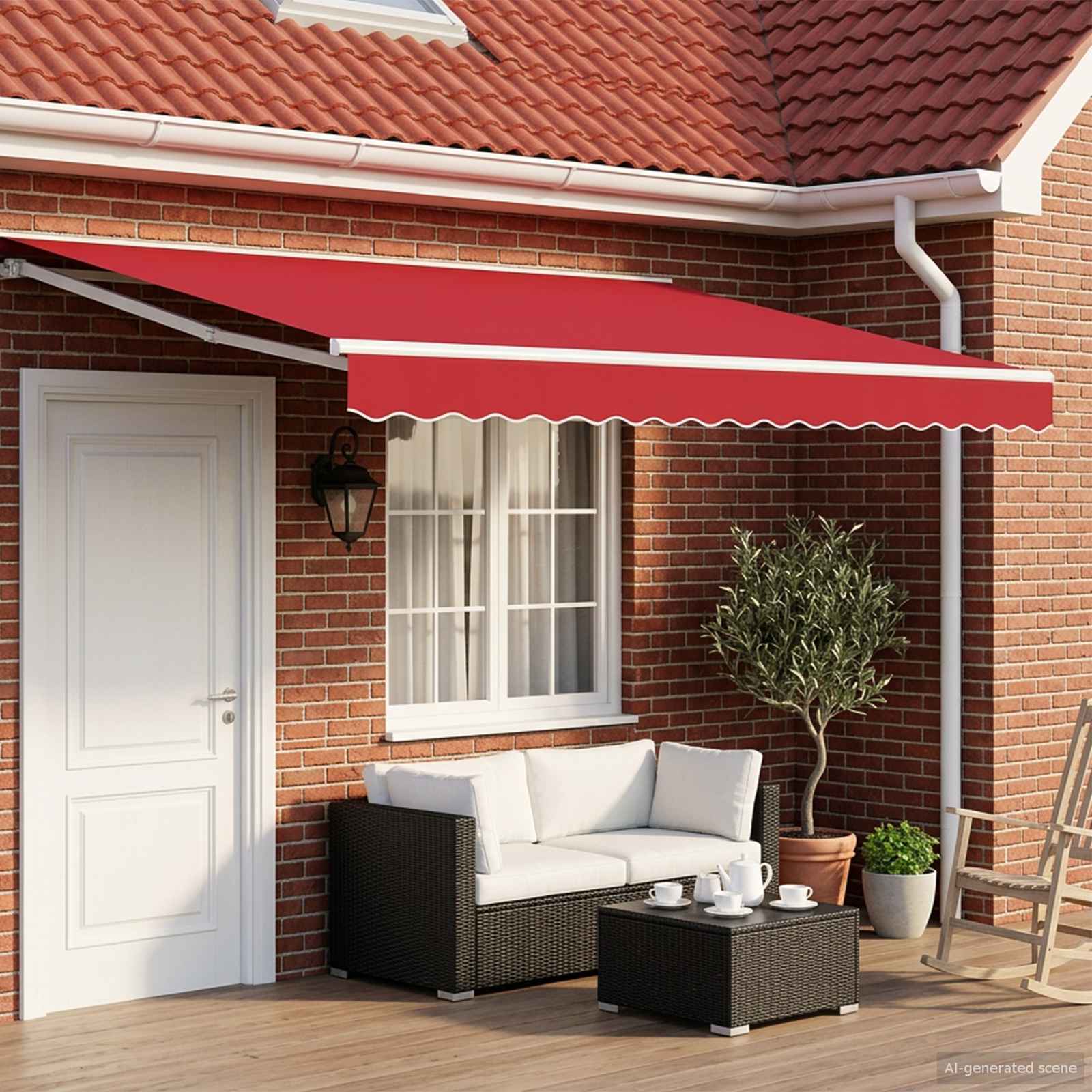 Manuell einziehbare Markise Rot 4 x 3 m