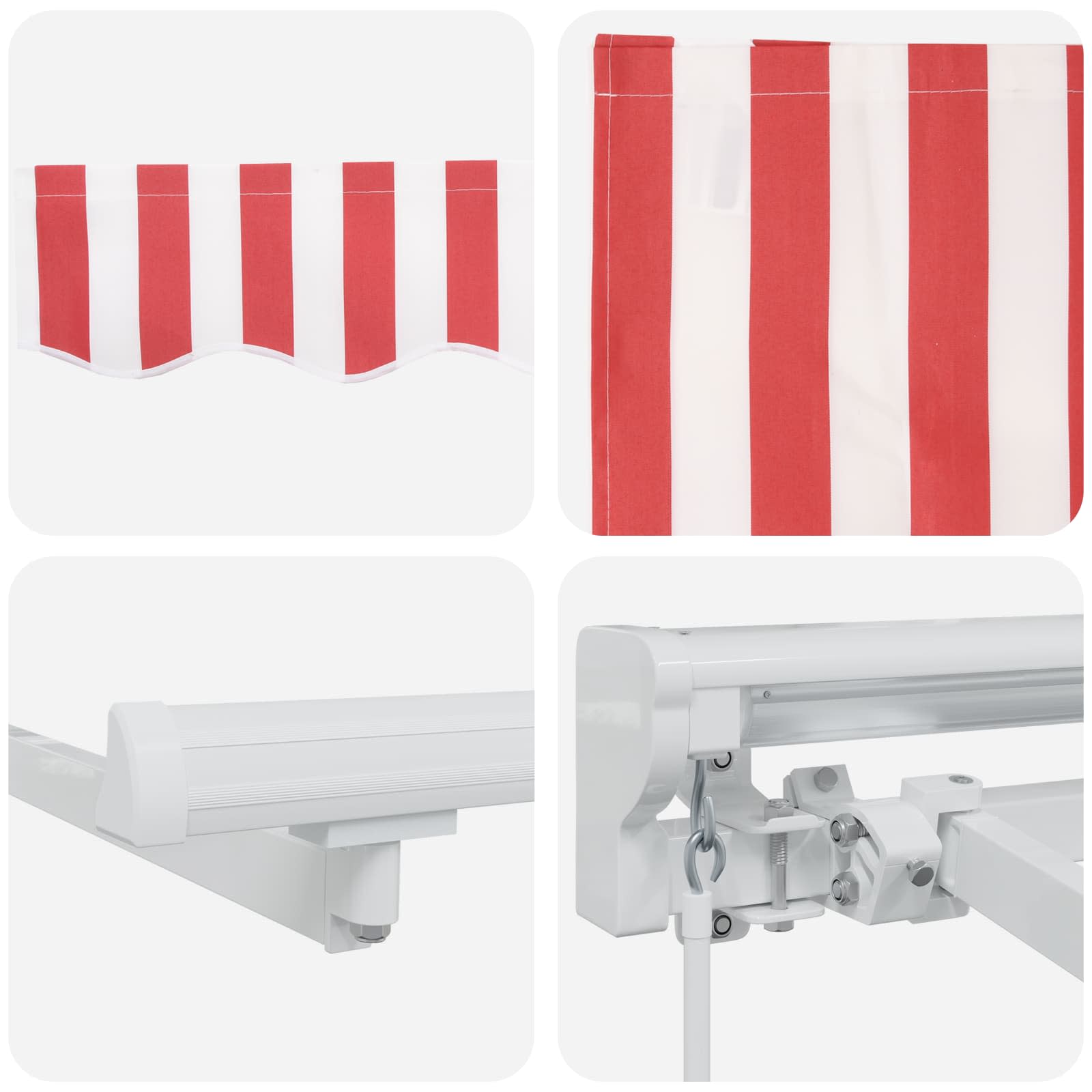 Manuell einziehbare Markise Rot und Weiß 4,5 × 3 m
