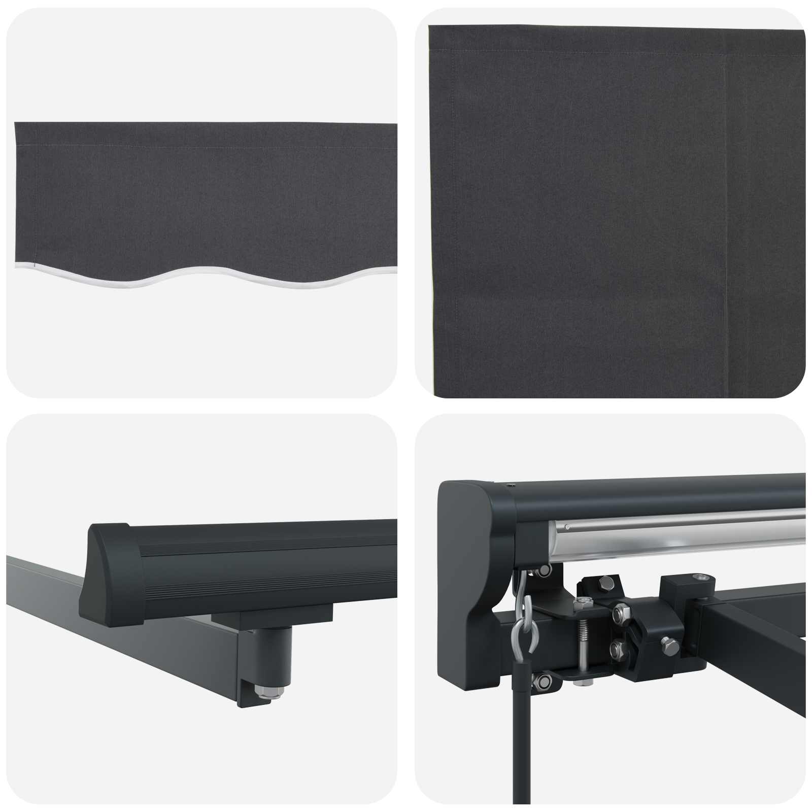 Manuell einziehbare Markise Anthrazit 5 x 3,5 m