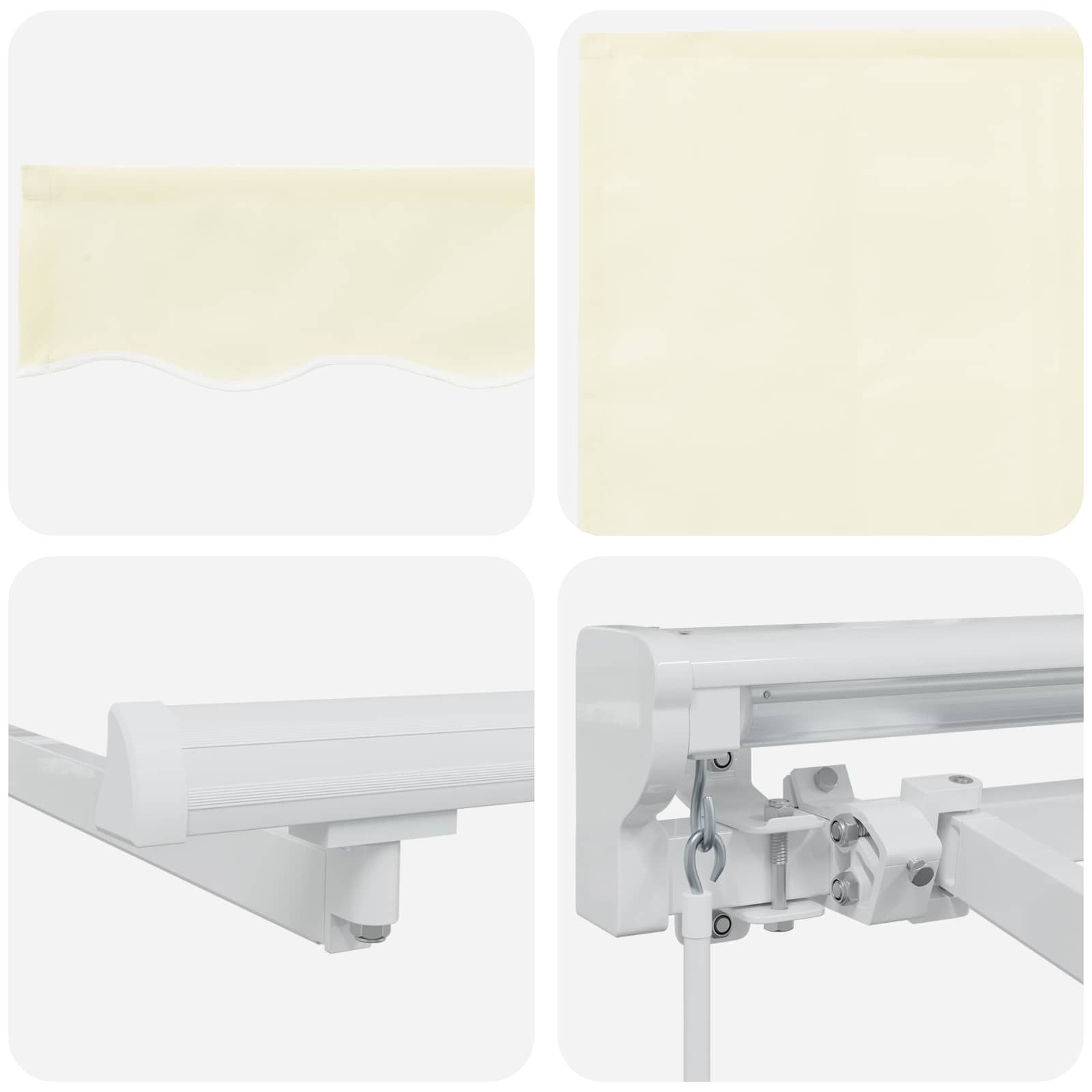 Manueller Markisenrahmen mit LEDs Creme und Weiß 3,5 x 2,5 m