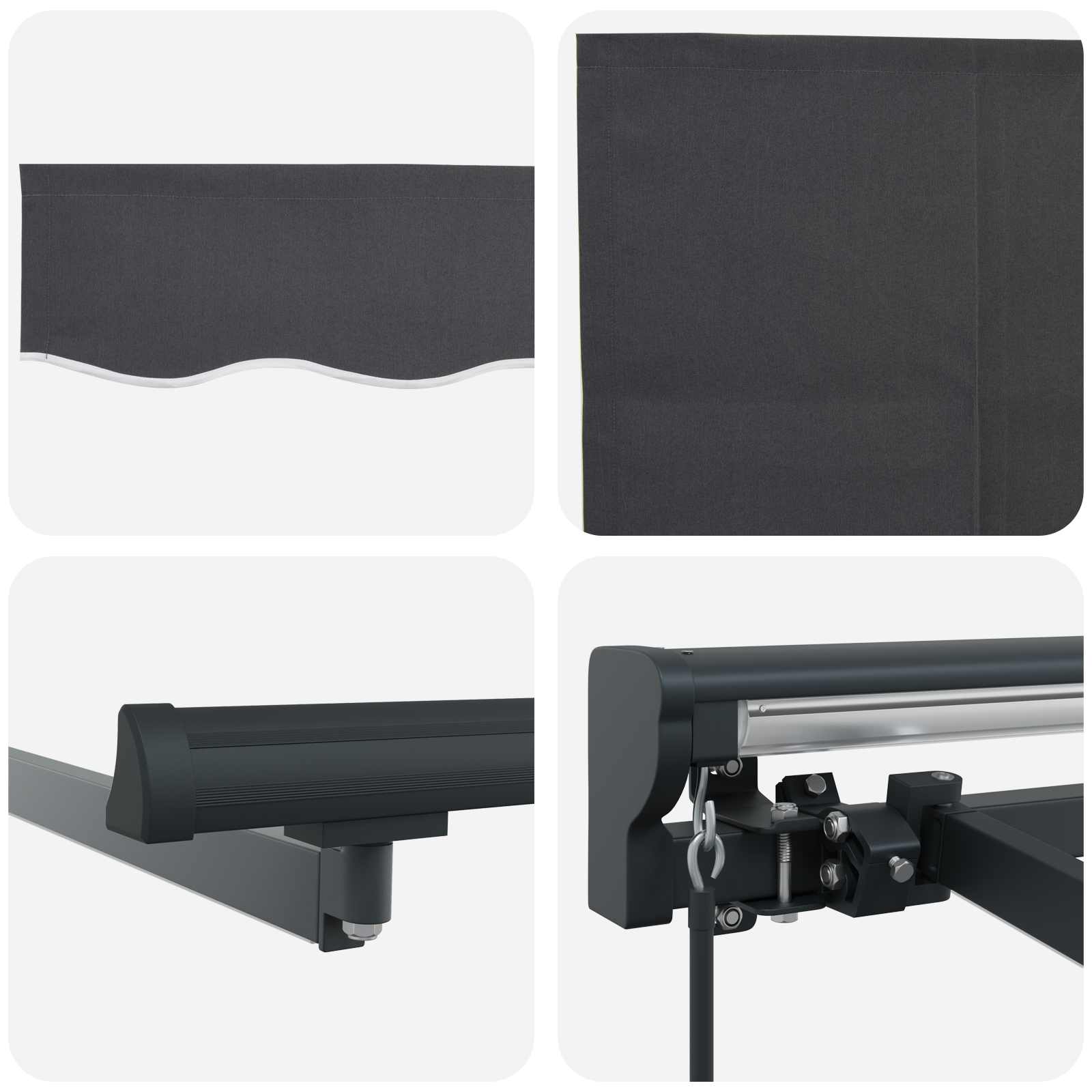 Manueller Markisenrahmen mit LEDs Anthrazit 2,5 x 2 m