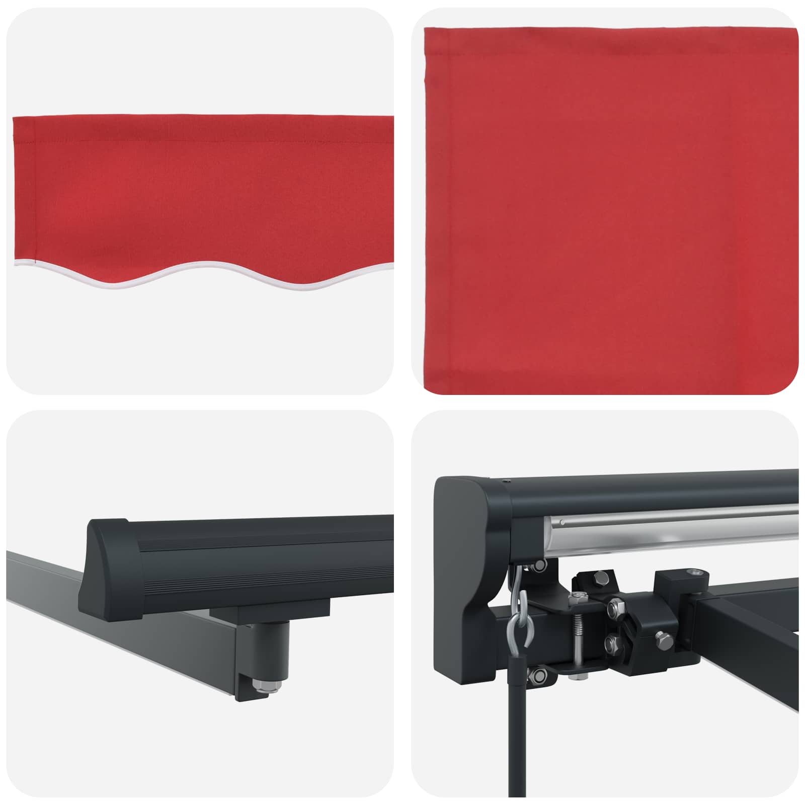 Manueller Markisenrahmen mit LEDs Rot und Anthrazit 3 x 2,5 m