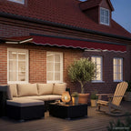 Manueller Markisenrahmen mit LEDs Rot und Anthrazit 3,5 x 2,5 m