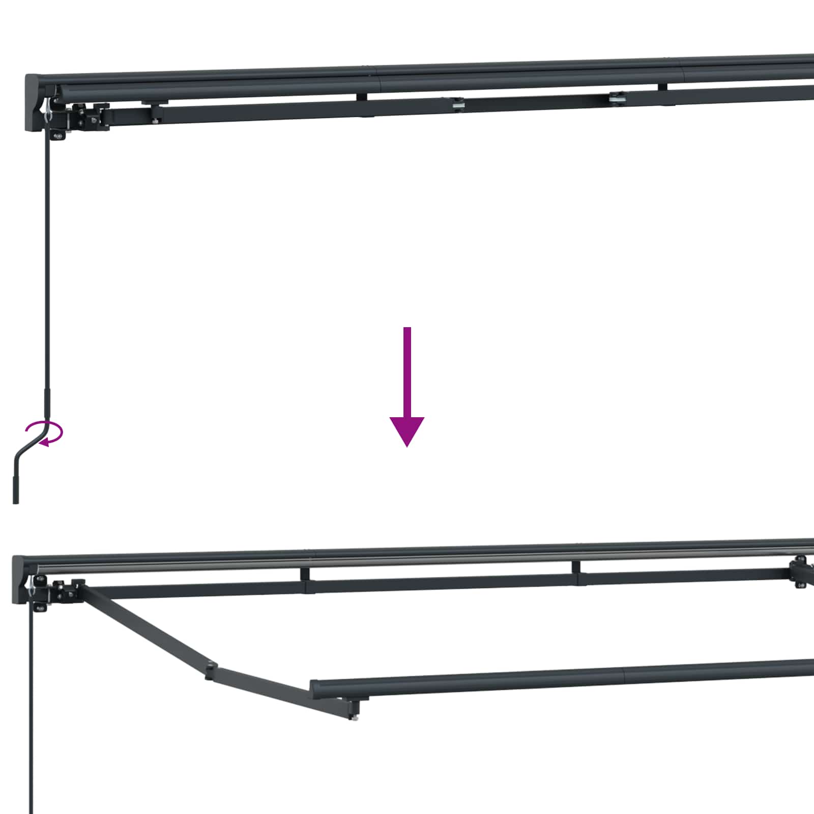 Manueller Markisenrahmen mit LEDs 5 x 3,5 m