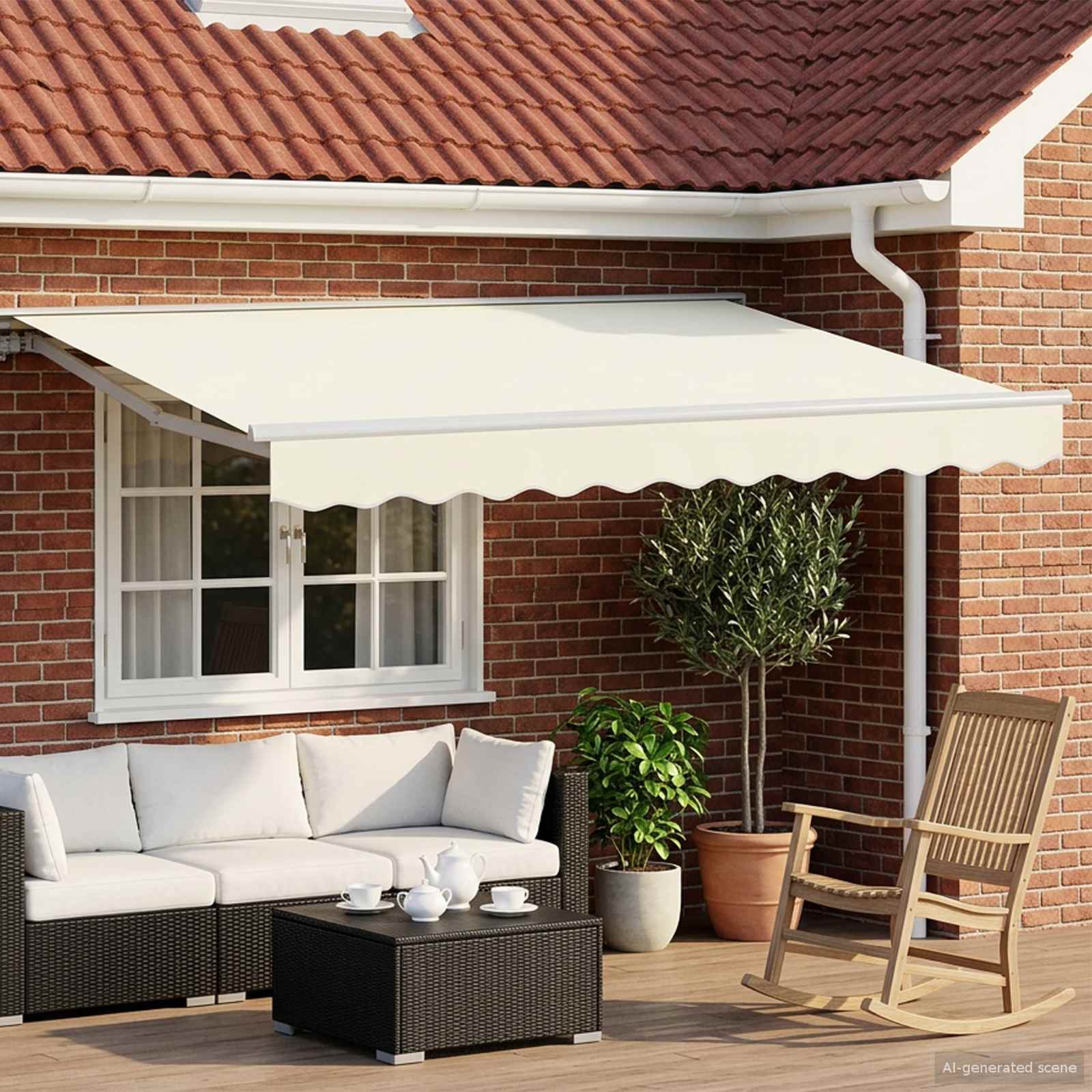 Elektrische ausziehbare Markise Creme 3,5 x 2,5 m