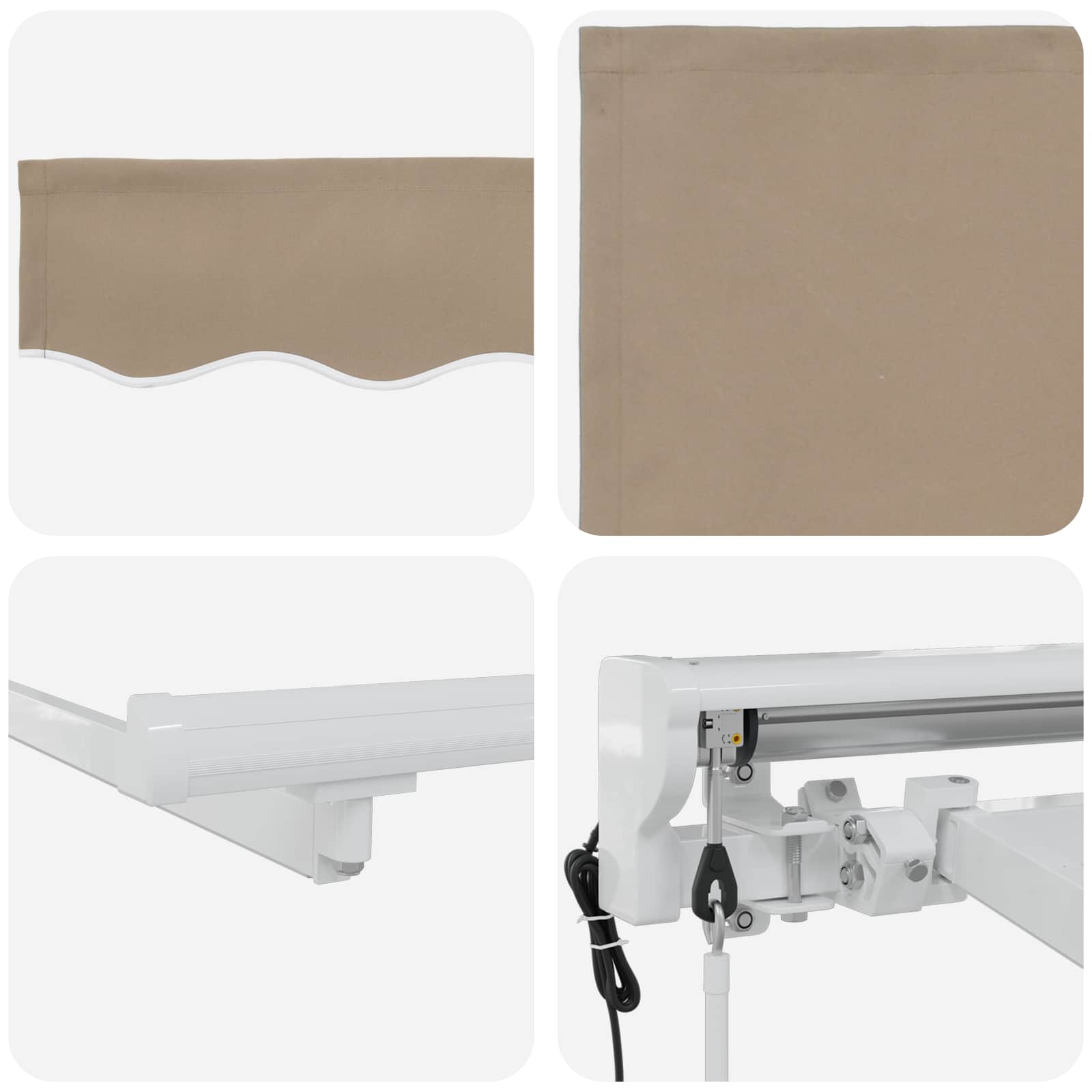 Elektrische ausziehbare Markise Beige und Weiß 4 x 3 m
