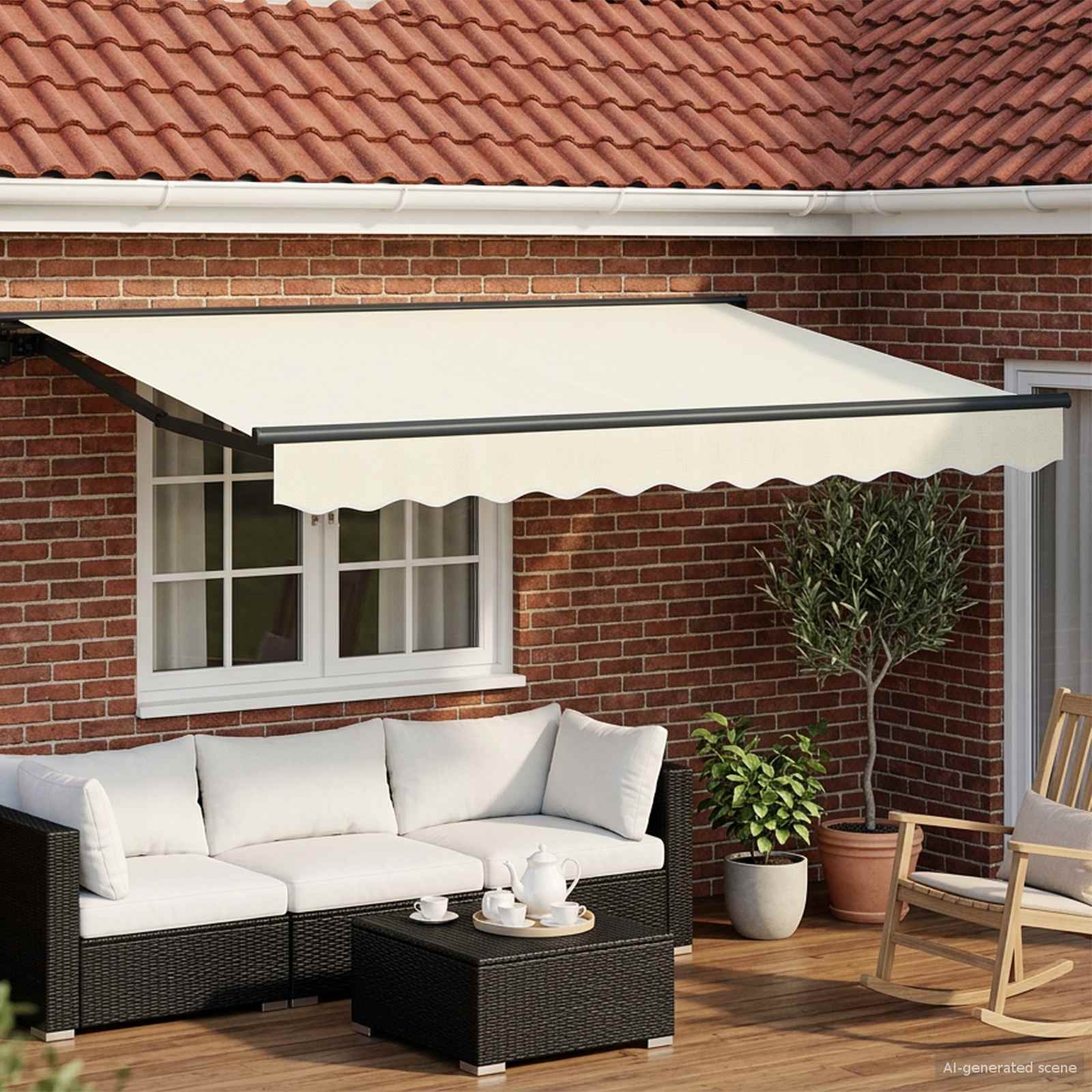 Elektrische ausziehbare Markise Creme und Anthrazit 3,5 x 2,5 m