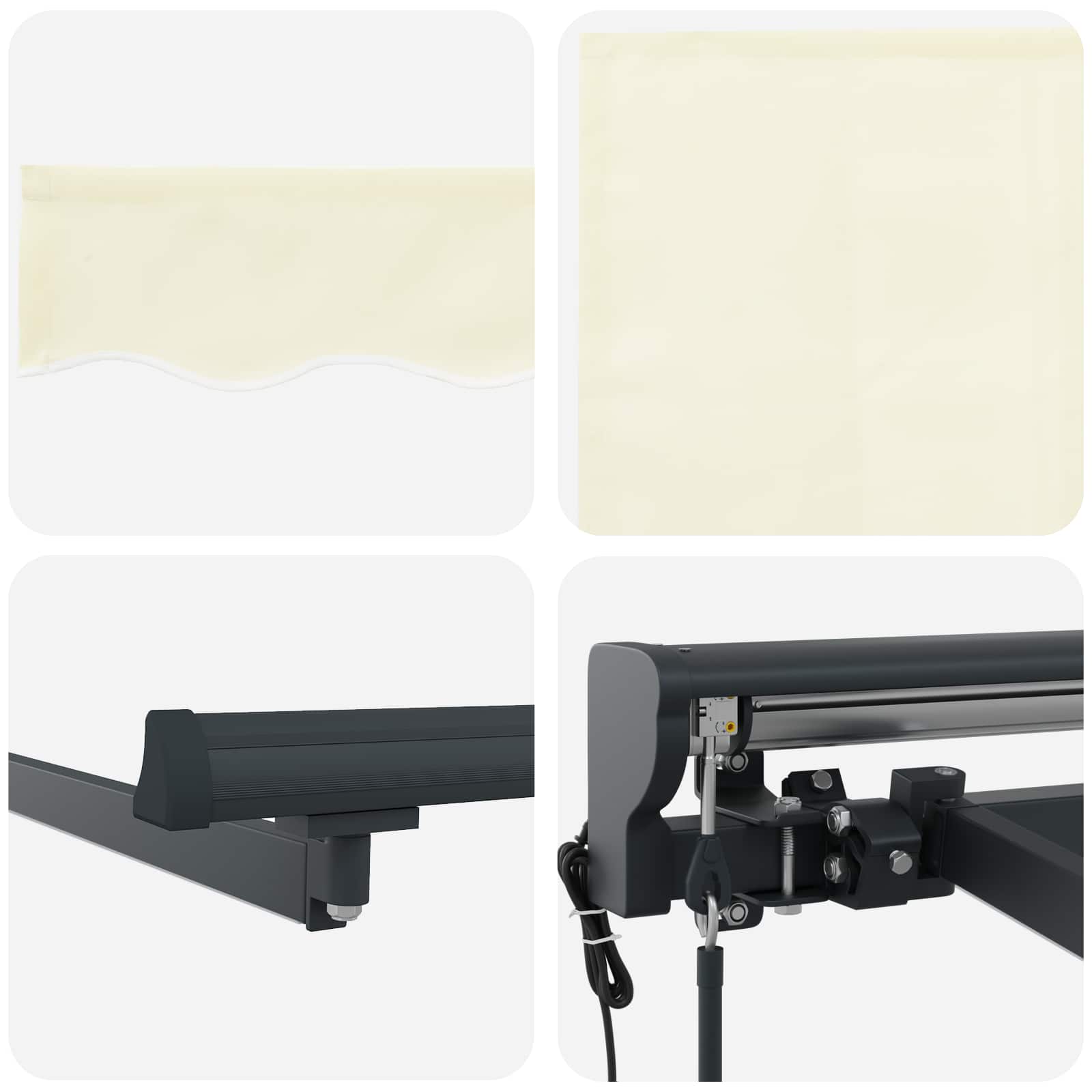 Elektrische ausziehbare Markise Creme und Anthrazit 4 × 3,5 m