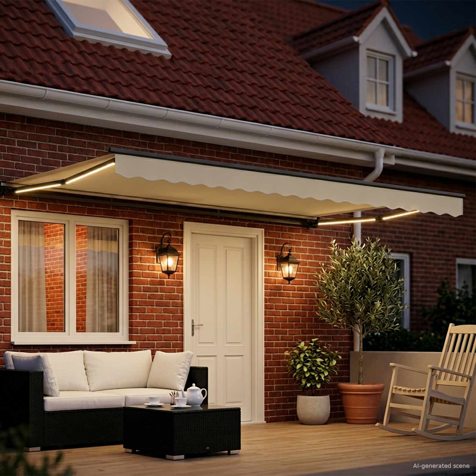 Elektrische ausziehbare Markise Creme und Anthrazit 4 × 3,5 m