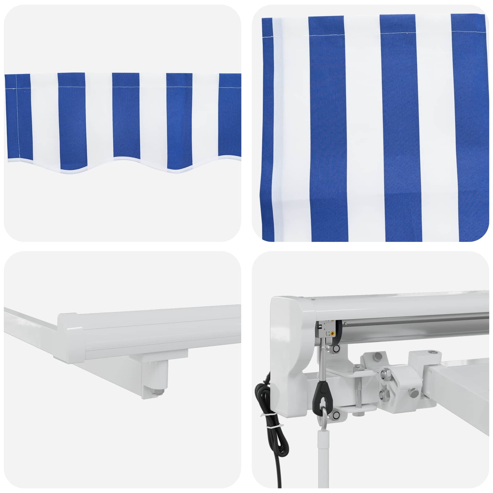 Elektrische ausziehbare Markise Blau und Weiß 2,5 x 2 m