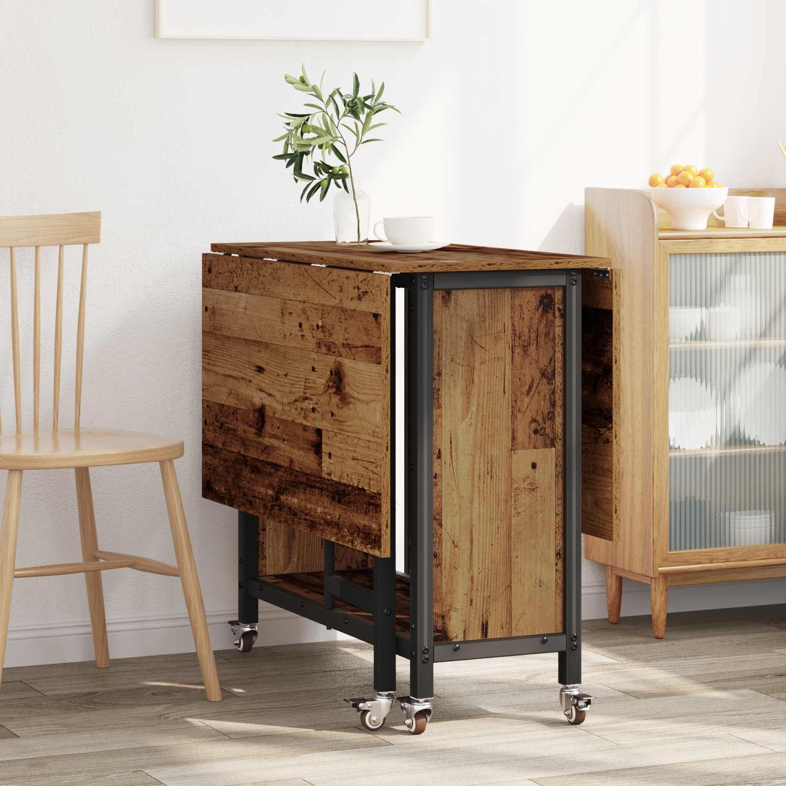 Faltbarer Esstisch mit Rollen 130 x 80 x 76,5 cm Stahl PB
