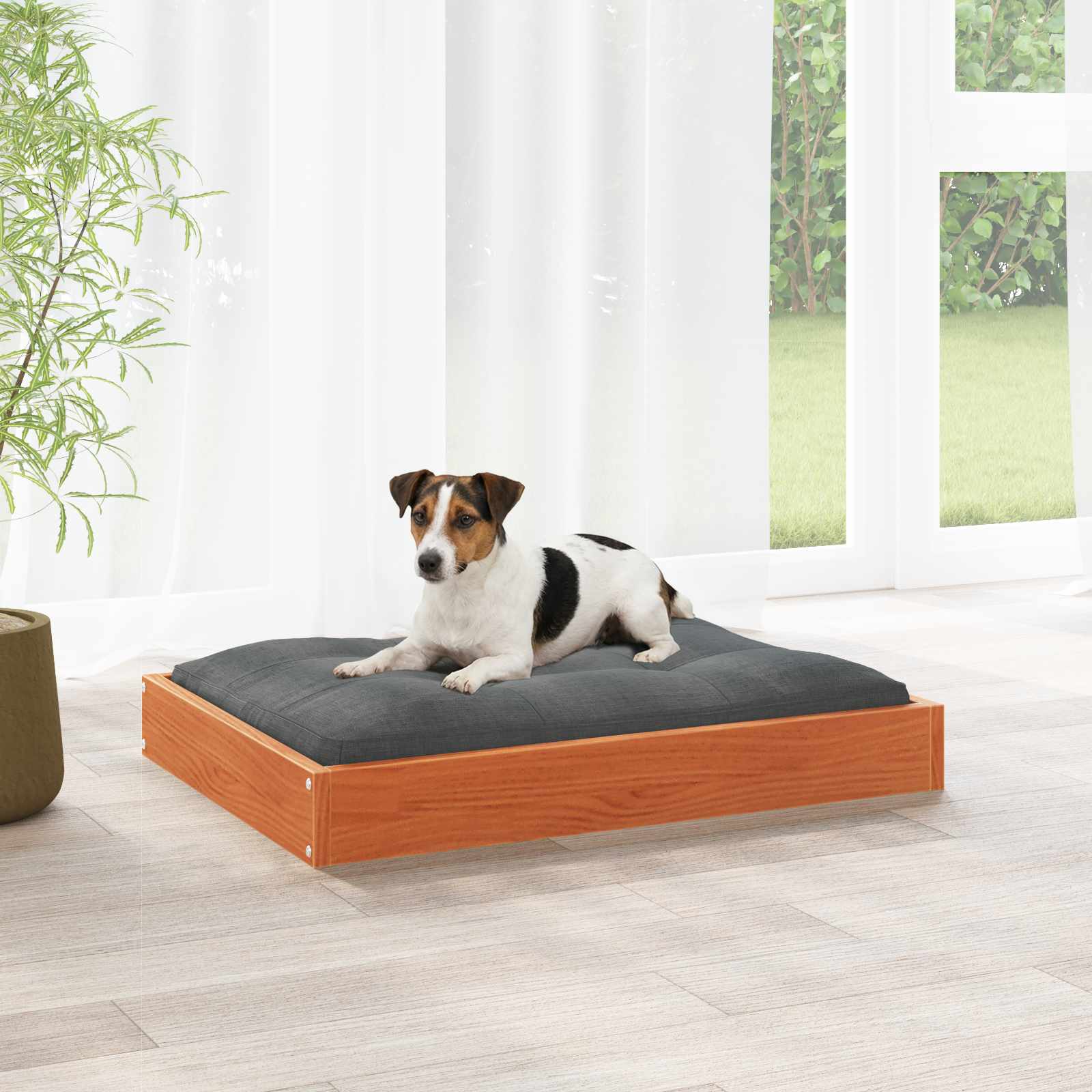 Hundebett Wachsbraun 72 x 54 x 9 cm Massivholz Kiefer