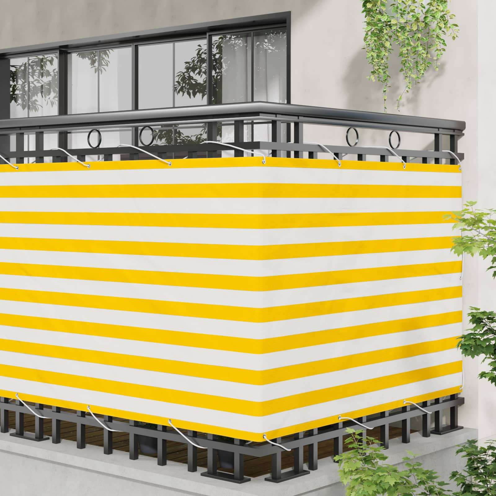 Balkonsichtschutz Gelb und Weiß 110 x 700 cm Oxford-Stoff