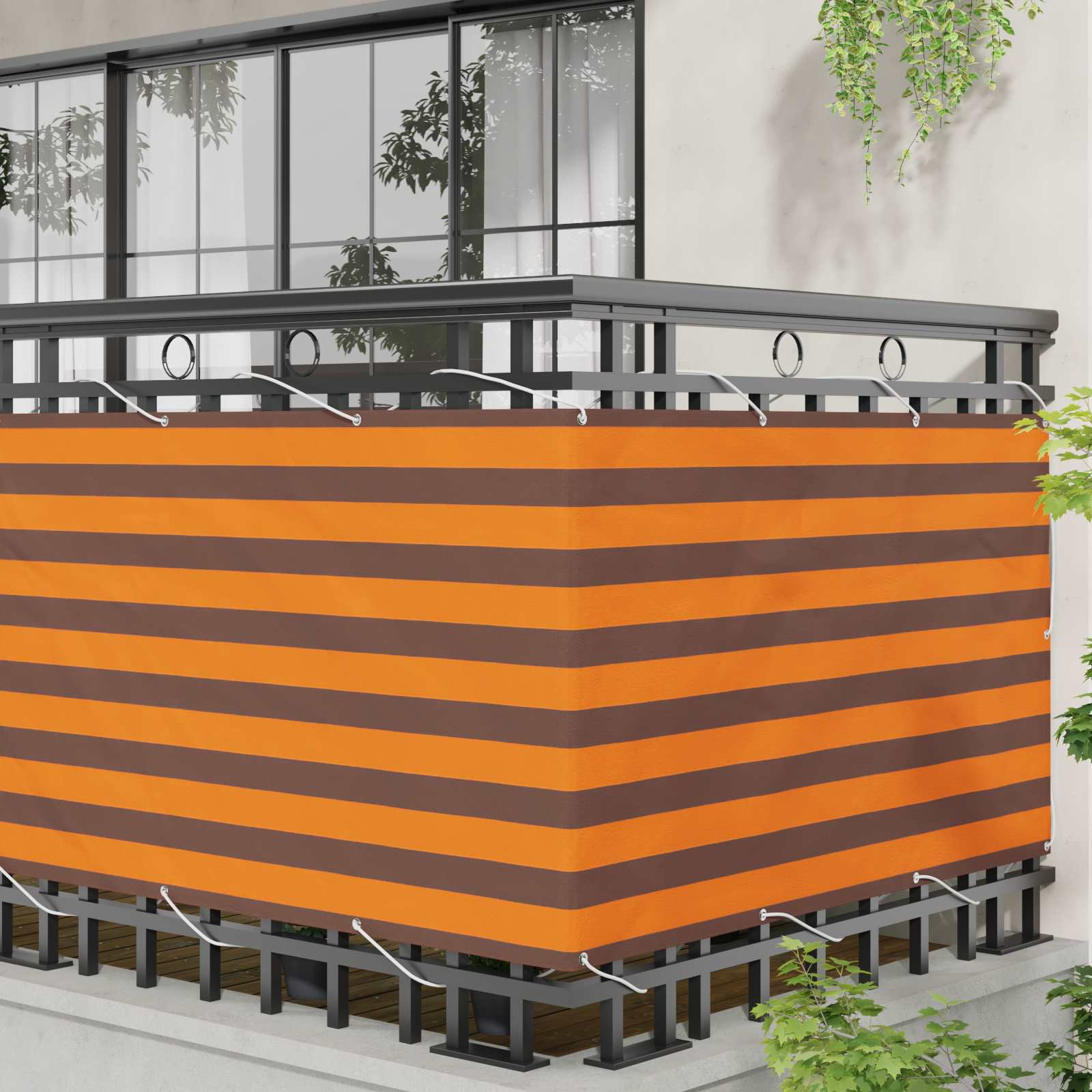 Balkonsichtschutz Orange und Braun 100 x 600 cm Oxford-Stoff