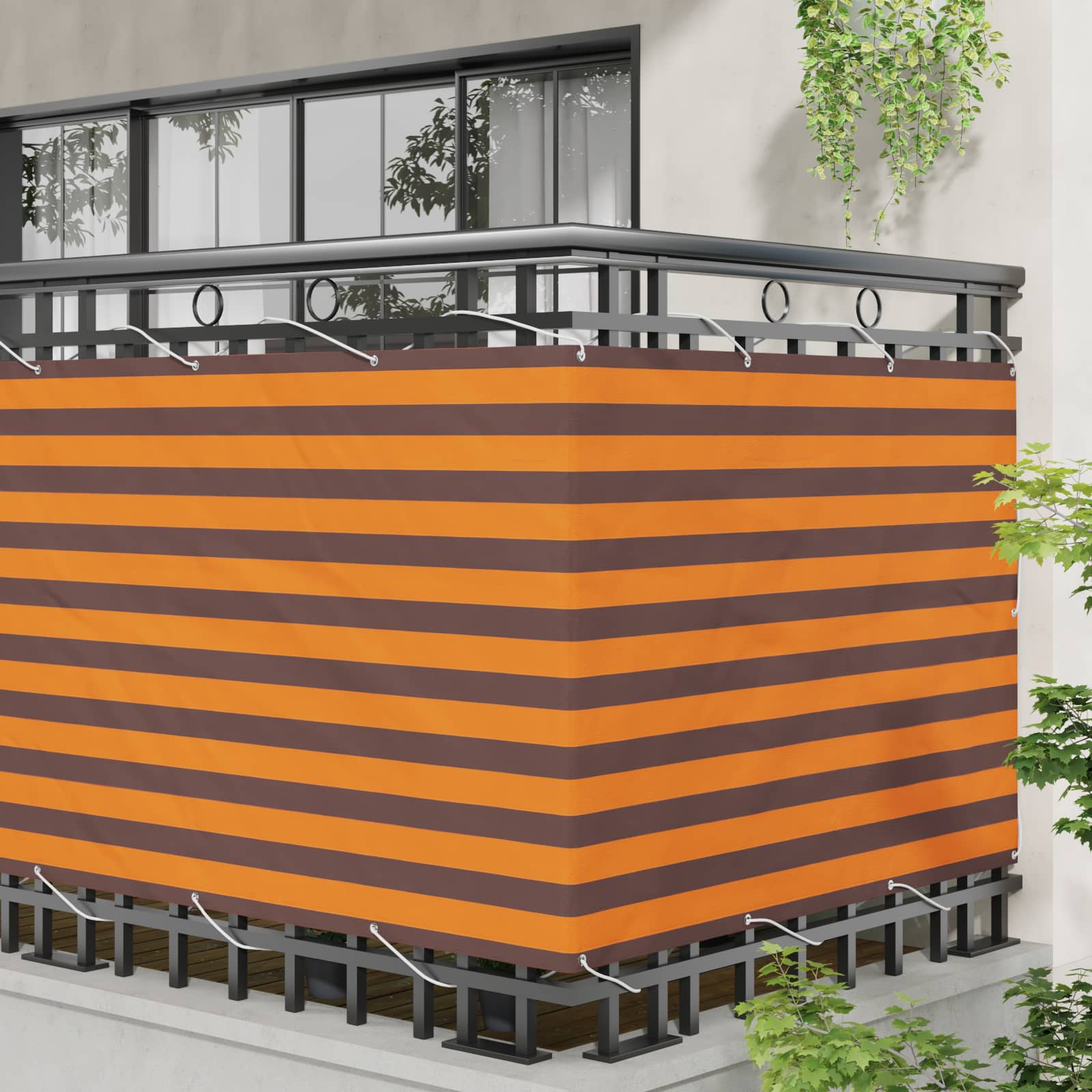 Balkonsichtschutz Orange und Braun 110 x 400 cm Oxford-Stoff