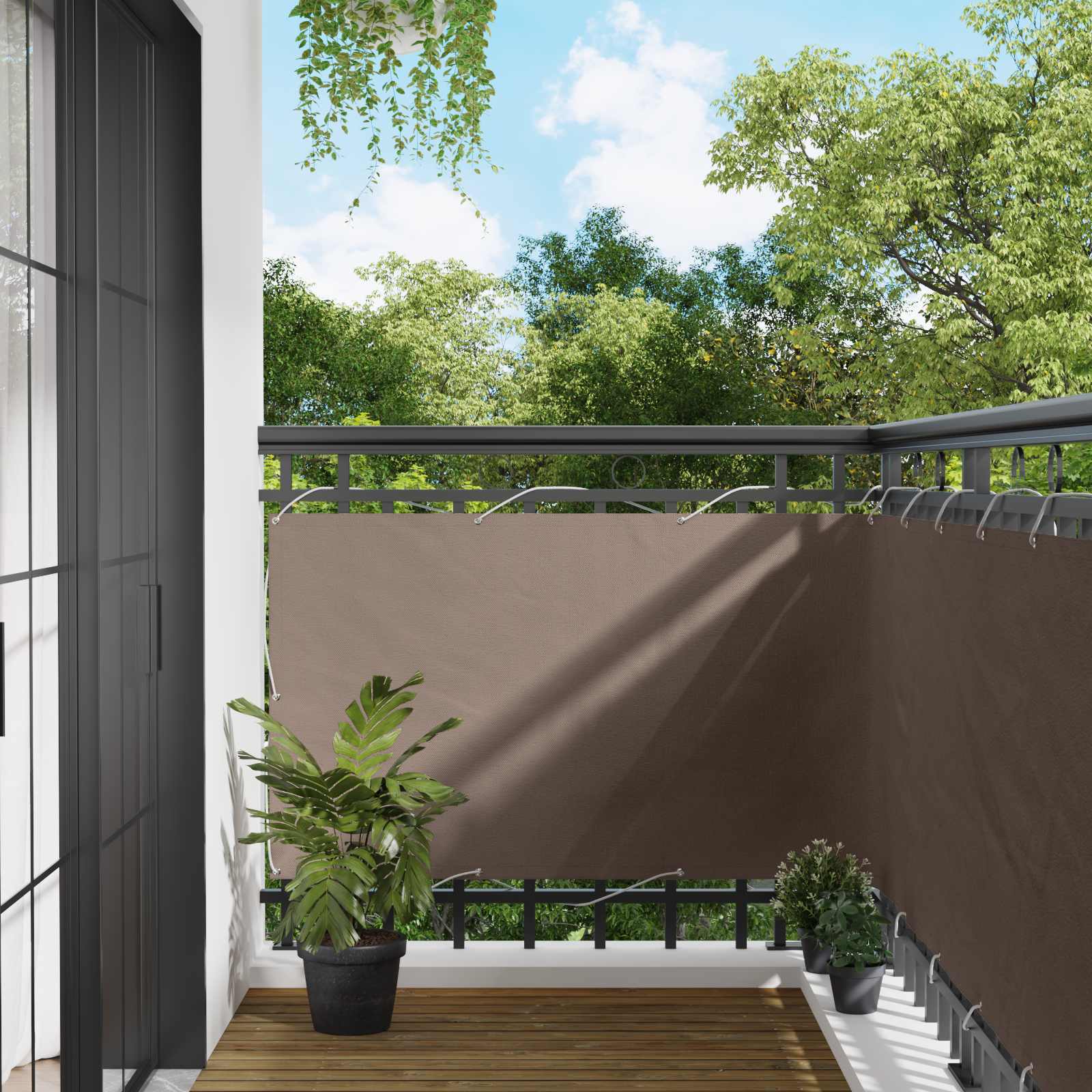 Balkonsichtschutz Taupe 100 x 300 cm Oxford-Stoff