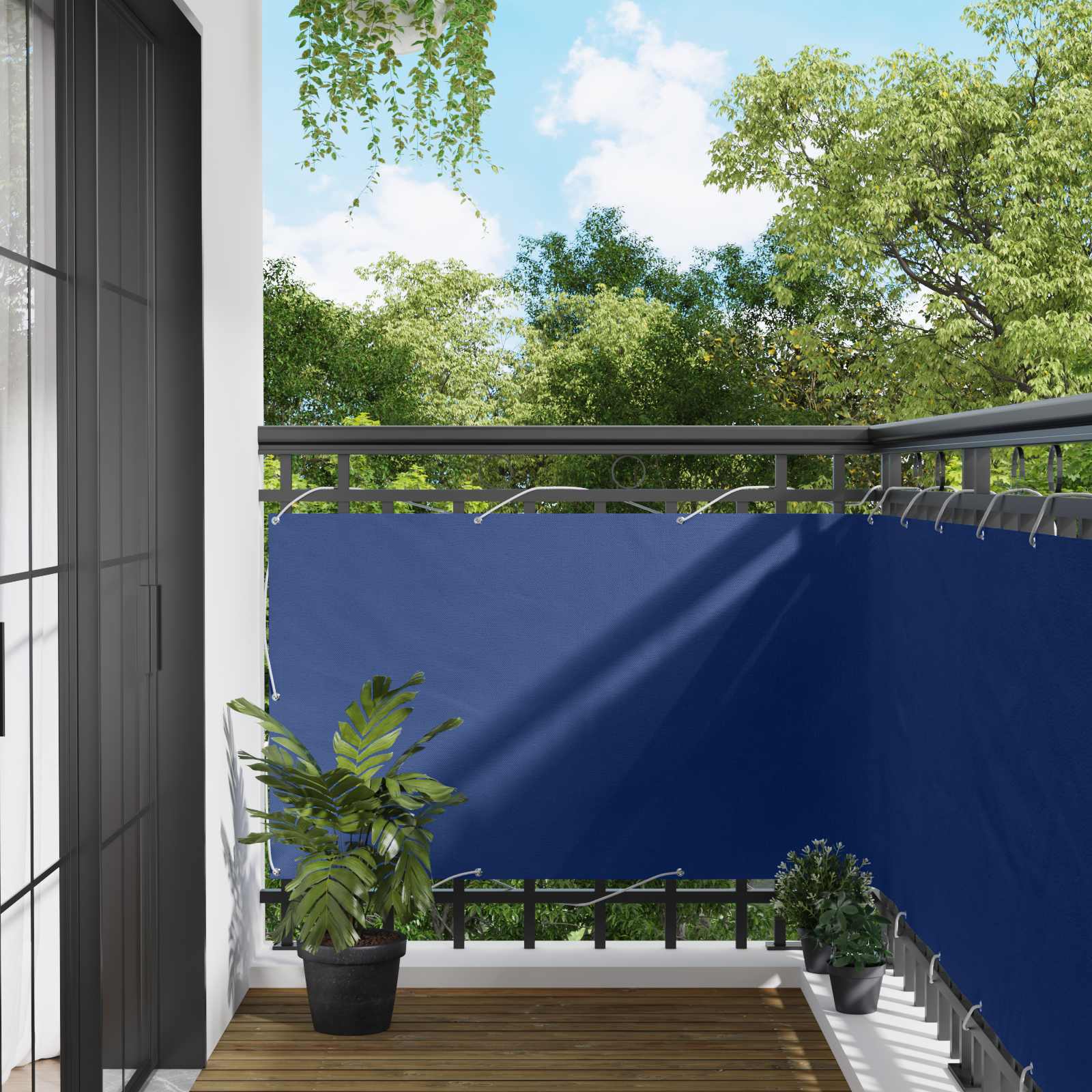 Balkonsichtschutz Blau 100 x 800 cm Oxford-Stoff
