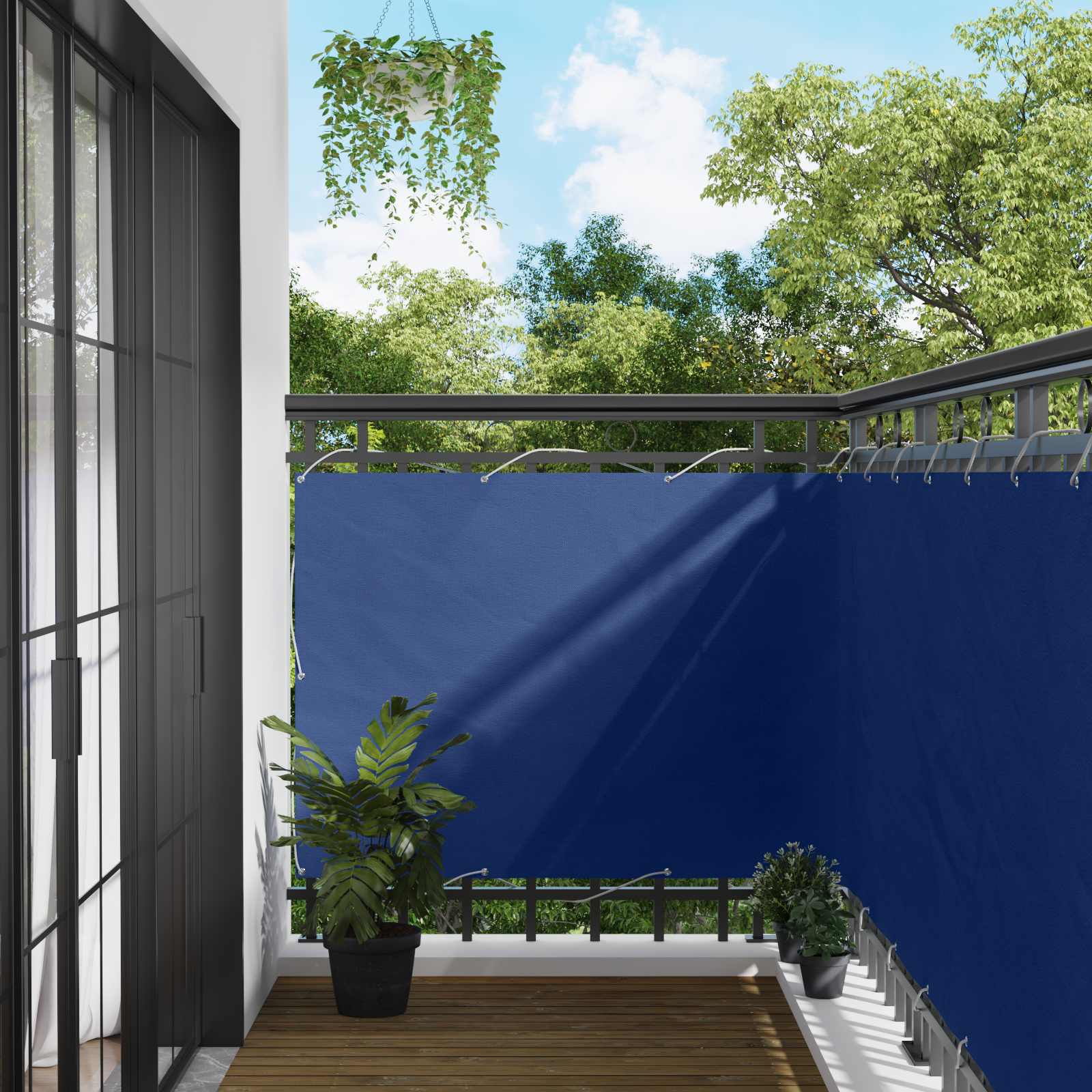 Balkonsichtschutz Blau 110 x 400 cm Oxford-Stoff