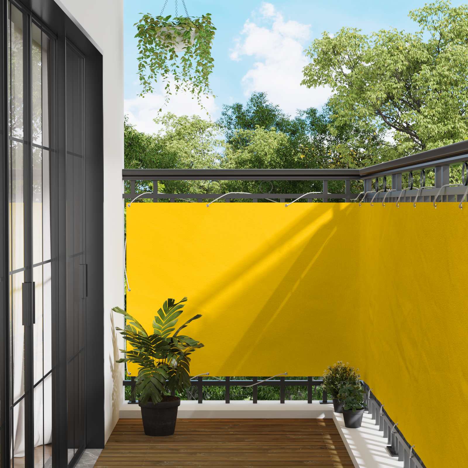 Balkonsichtschutz Gelb 110 x 200 cm Oxford-Stoff