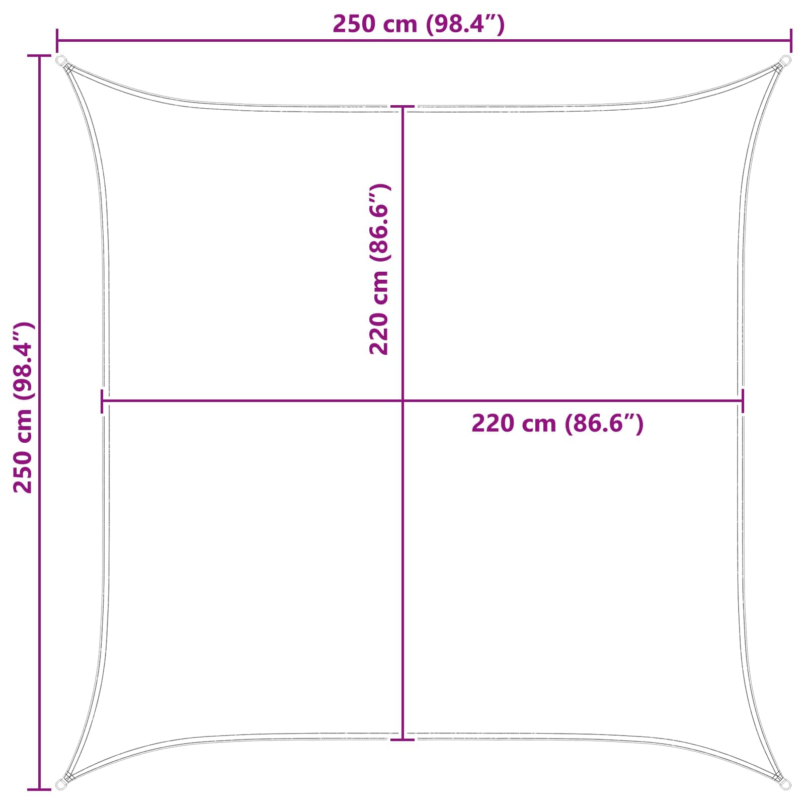 Sonnensegel Gelb und Weiß 2,5 x 2,5 m 100 % Polyester Oxford