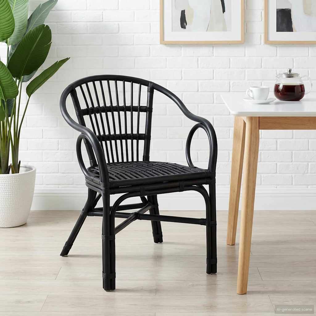 Stapelstuhl Schwarz 58 x 60 x 81 cm Rattan