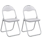Klappstuhl 2 pcs Weiß und Grau 48 x 43,5 x 81 cm Kunstleder