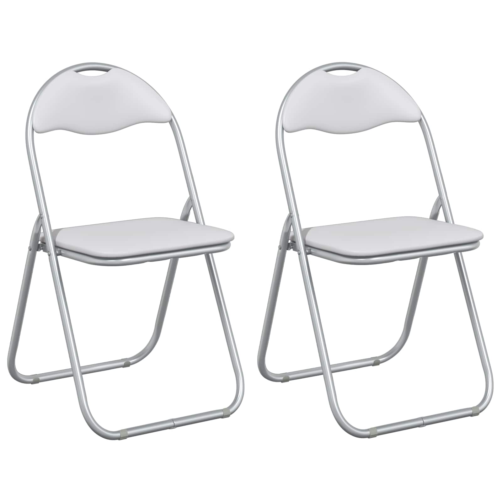 Klappstuhl 2 pcs Weiß und Grau 48 x 43,5 x 81 cm Kunstleder