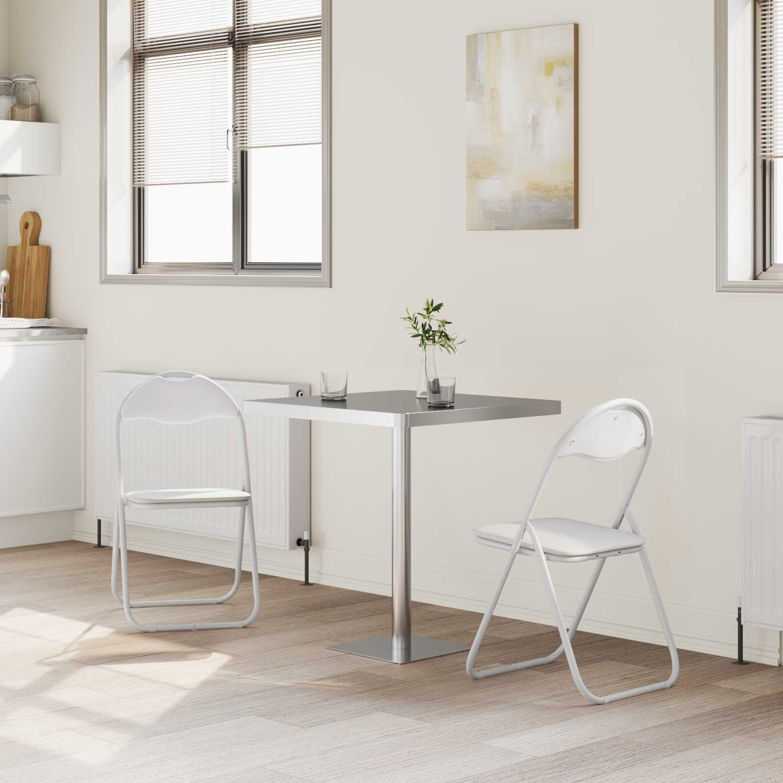 Klappstuhl 2 pcs Weiß und Grau 48 x 43,5 x 81 cm Kunstleder