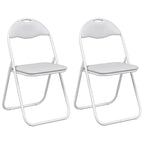 Klappstuhl 2 pcs Weiß und Grau 48 x 43,5 x 81 cm Kunstleder