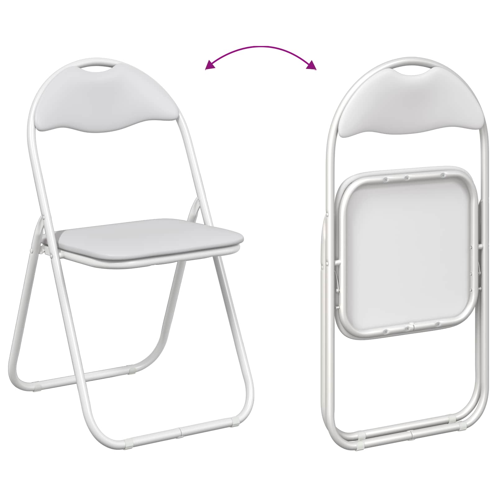 Klappstuhl 2 pcs Weiß und Grau 48 x 43,5 x 81 cm Kunstleder