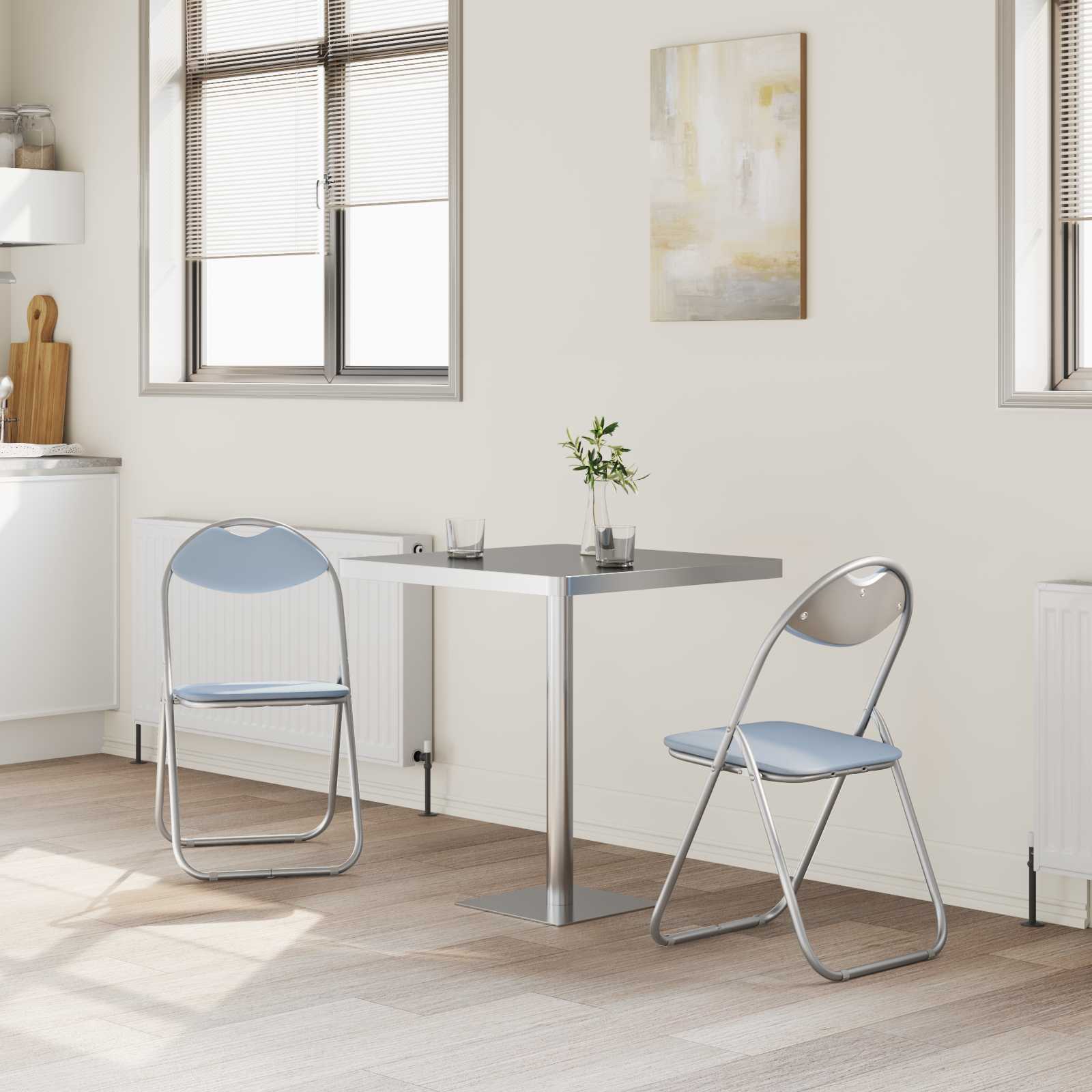 Klappstuhl 2 pcs Grau 48 x 43,5 x 81 cm Kunstleder