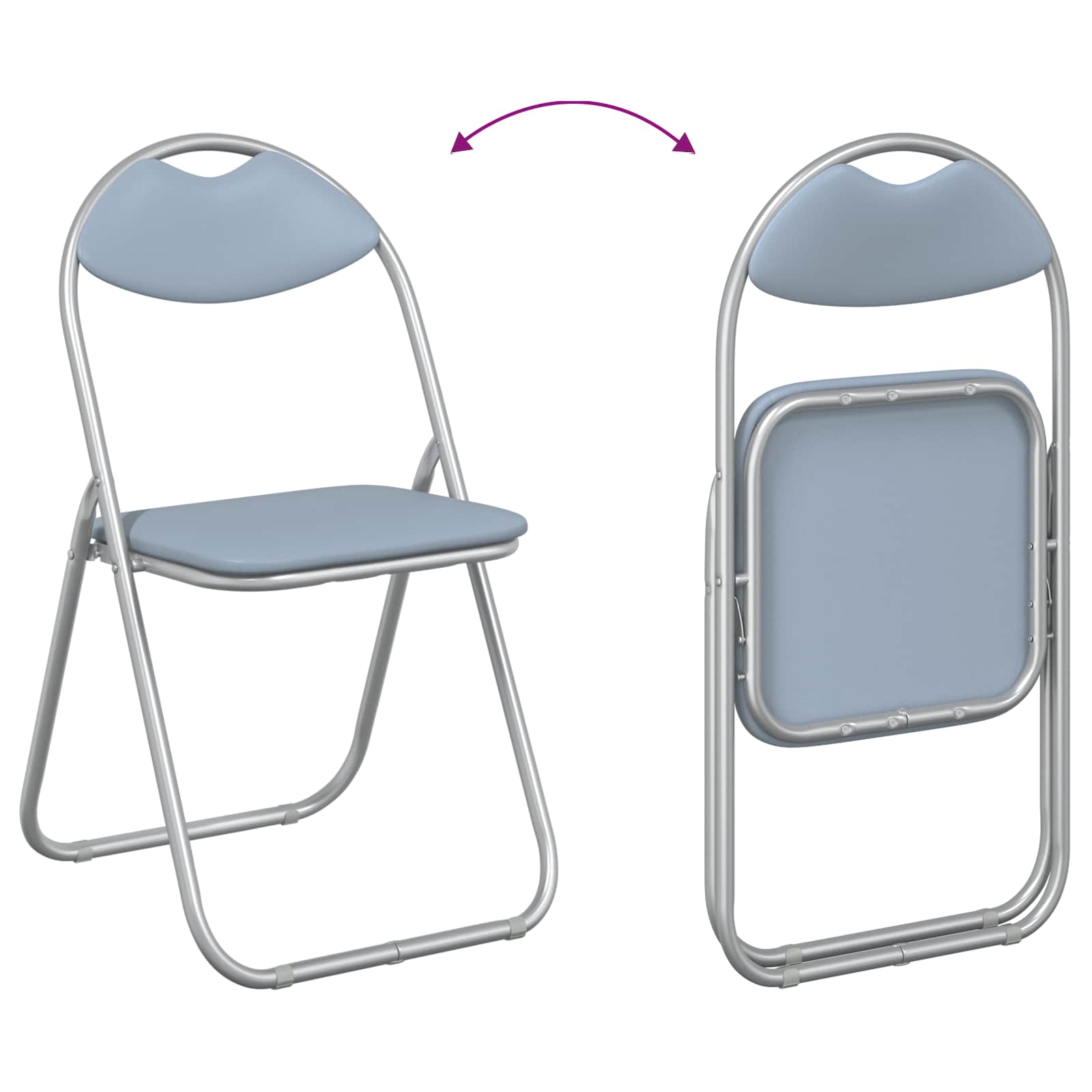 Klappstuhl 2 pcs Grau 48 x 43,5 x 81 cm Kunstleder