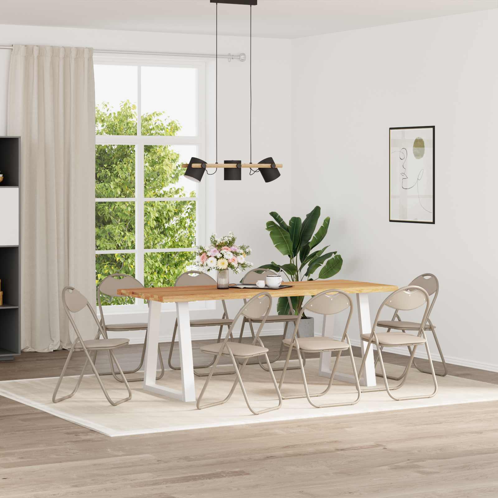 Klappstuhl 8 pcs Sand 48 x 43,5 x 81 cm Kunstleder