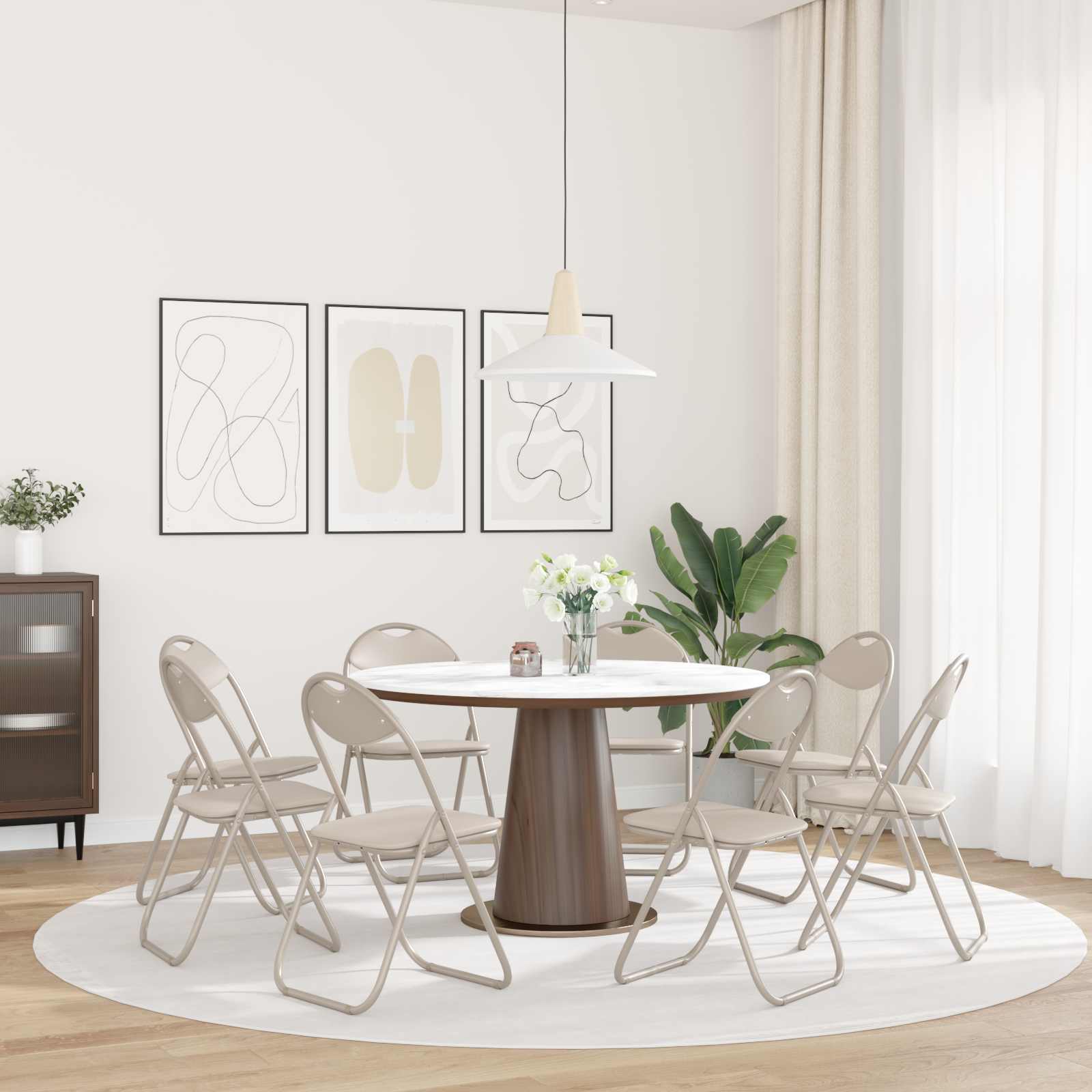 Klappstuhl 8 pcs Sand 48 x 43,5 x 81 cm Kunstleder
