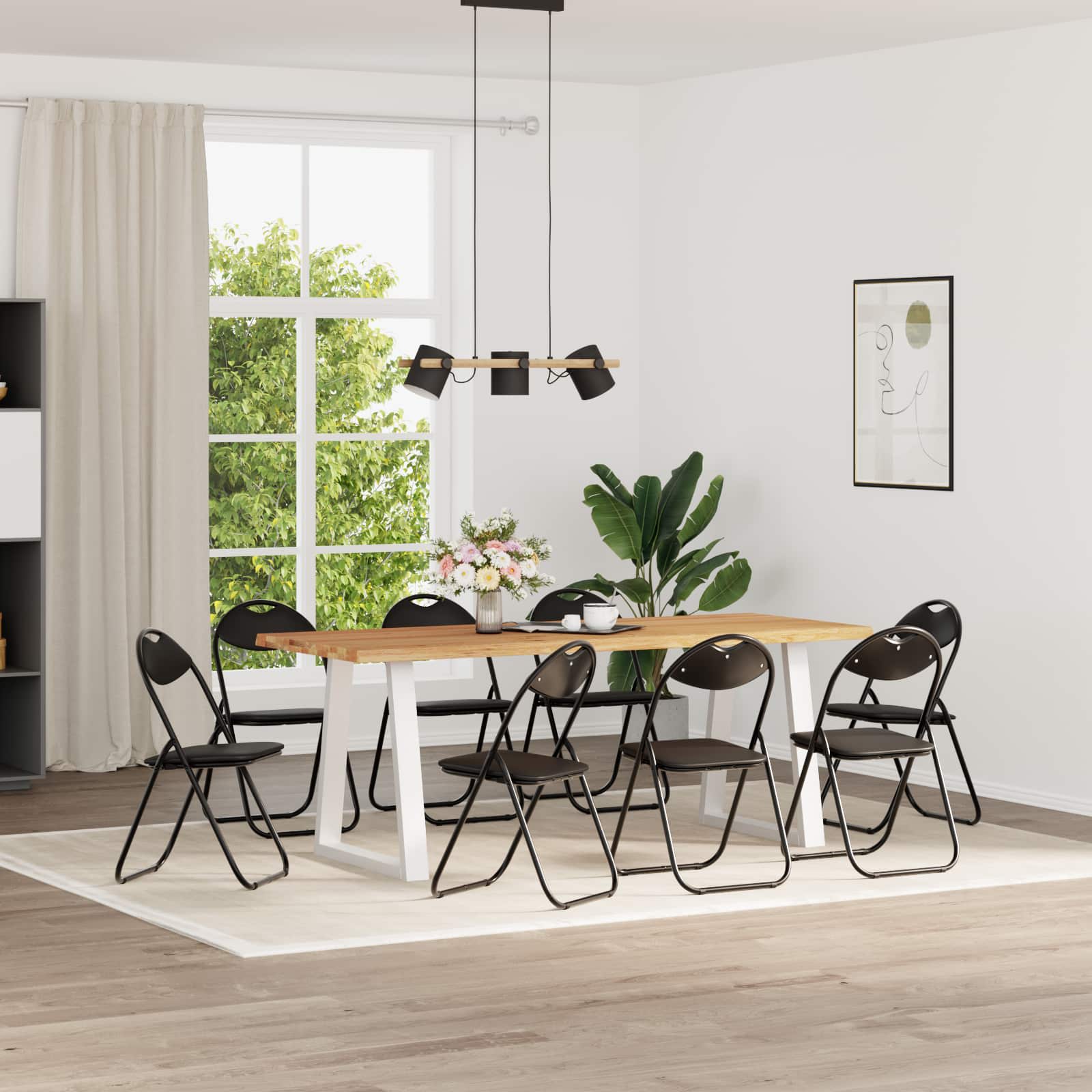 Klappstuhl 8 pcs Schwarz 48 x 43,5 x 81 cm Kunstleder