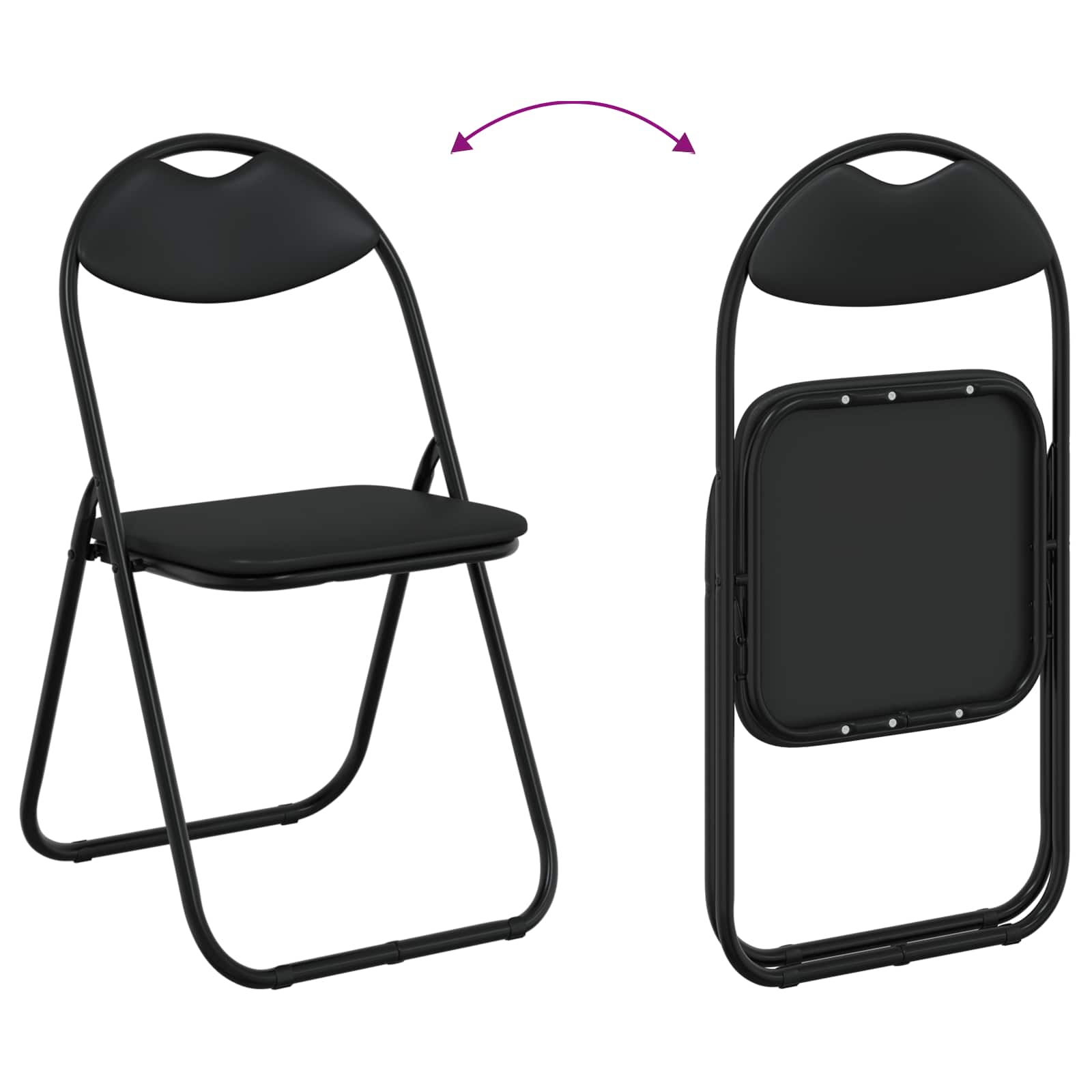 Klappstuhl 8 pcs Schwarz 48 x 43,5 x 81 cm Kunstleder