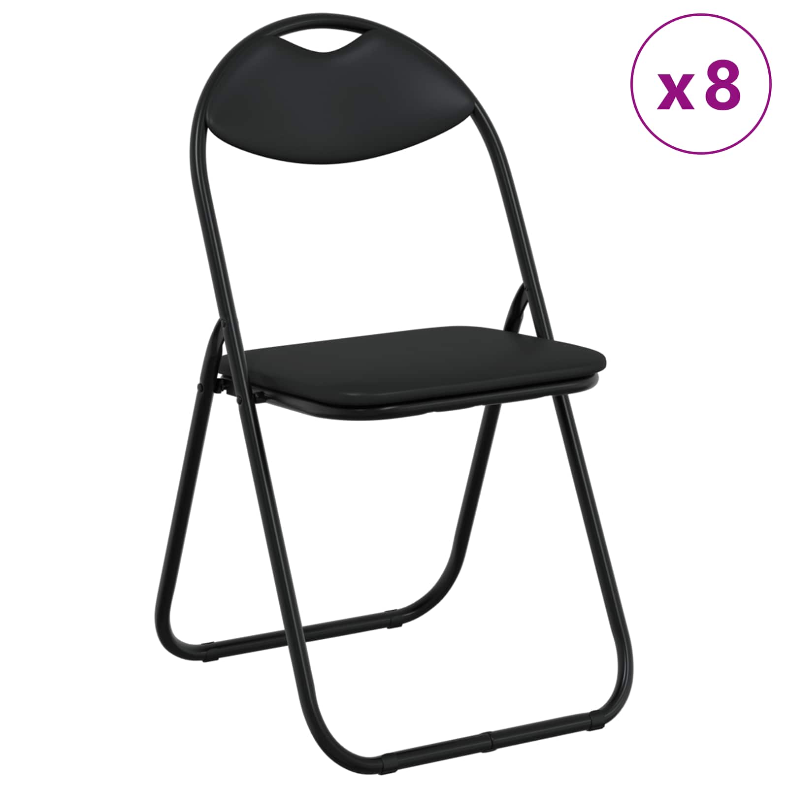 Klappstuhl 8 pcs Schwarz 48 x 43,5 x 81 cm Kunstleder