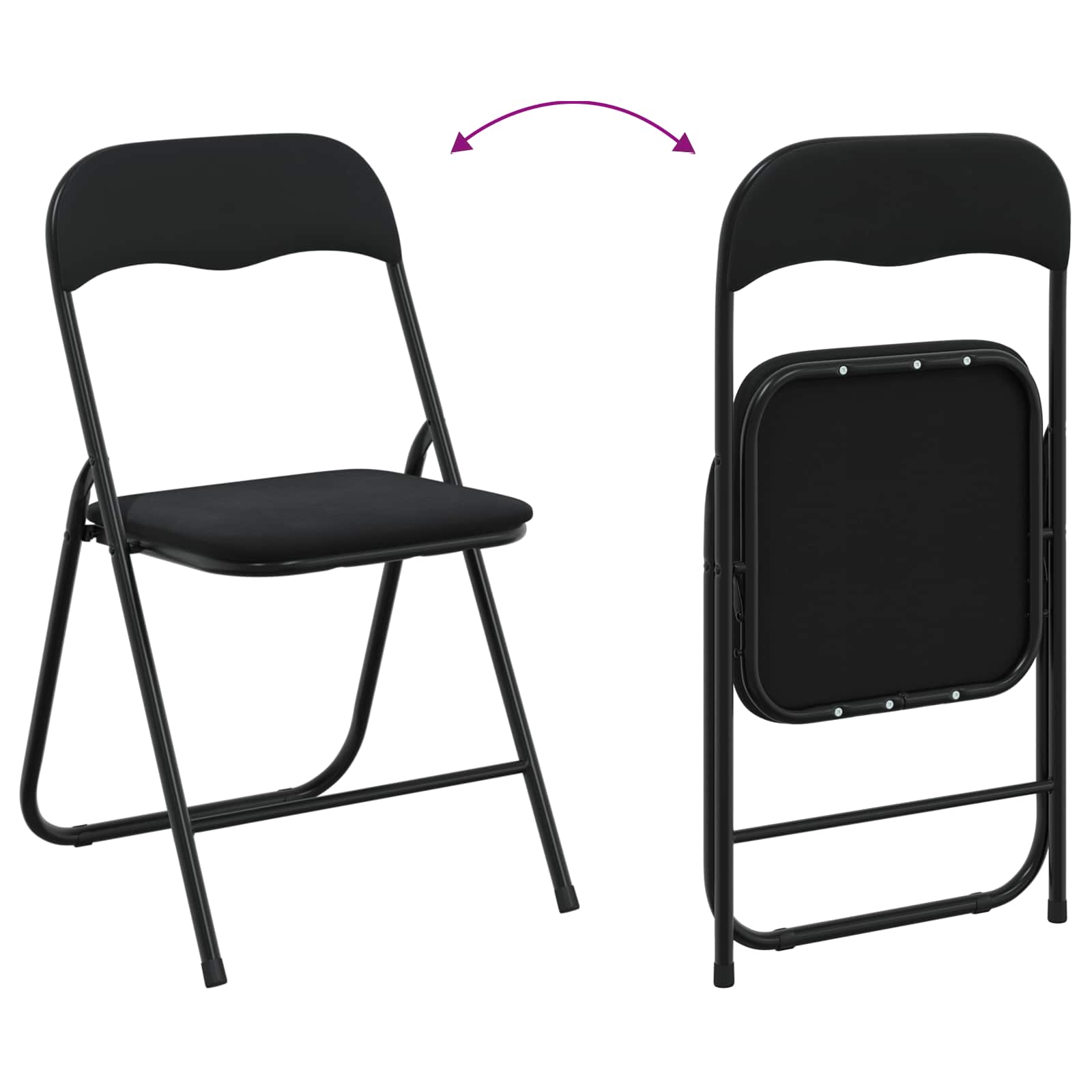 Klappstuhl 2 pcs Schwarz 48 x 44 x 78 cm Samt