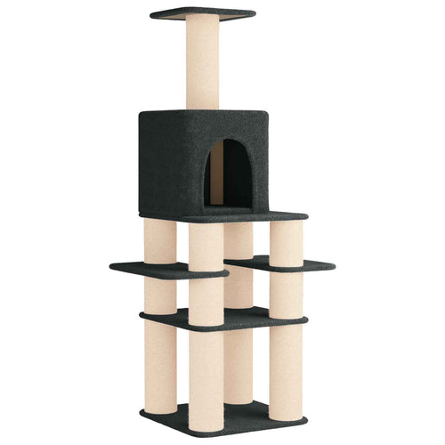 Katzennbaum mit Sisal-Kratzsäulen Dunkelgrau 180 cm