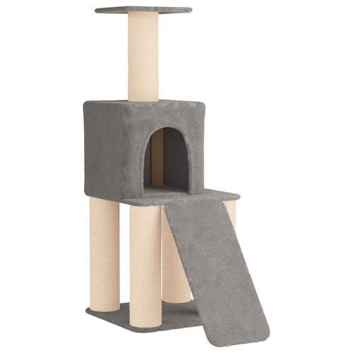 Katzennbaum mit Sisal-Kratzsäulen Hellgrau 146 cm