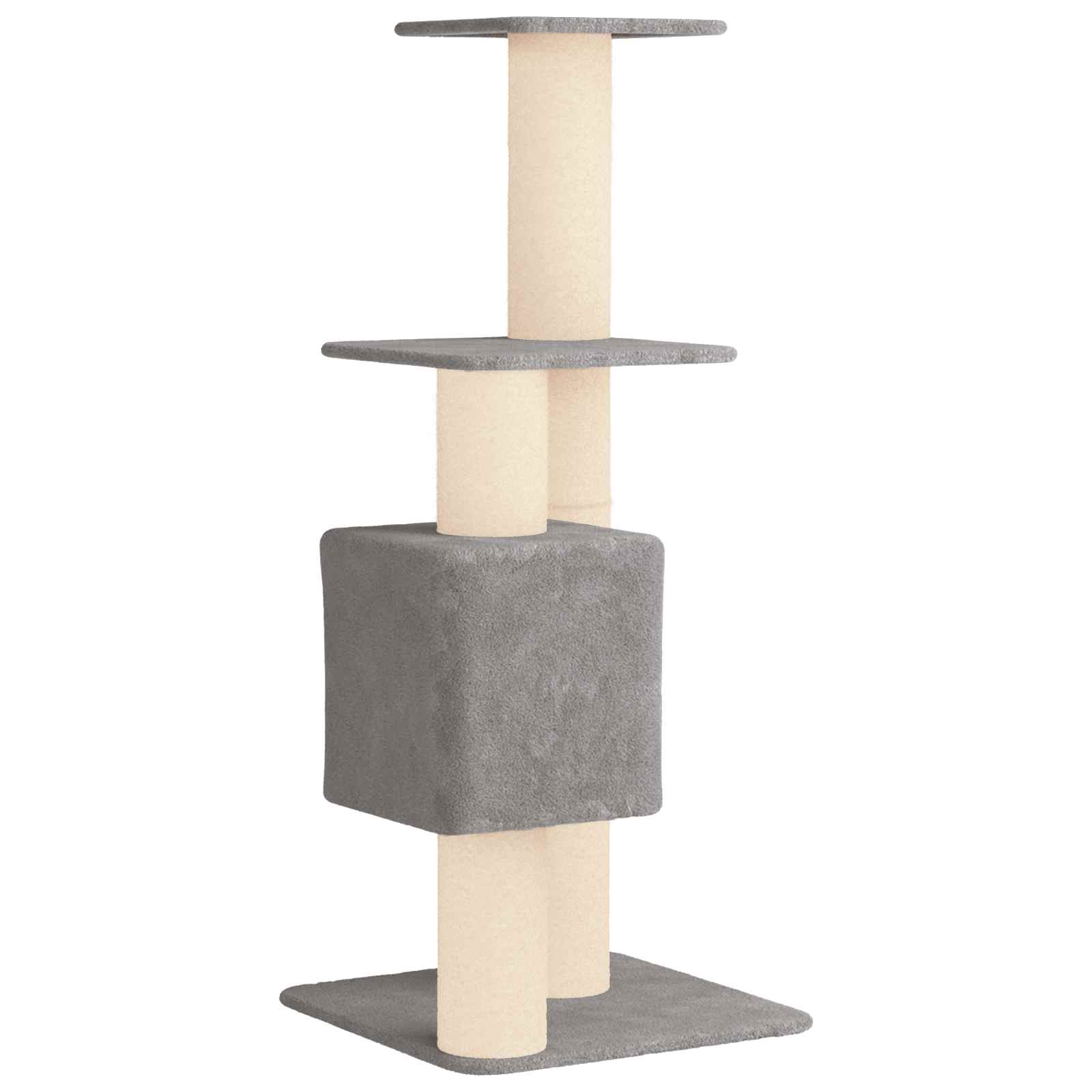 Katzennbaum mit Sisal-Kratzsäulen Hellgrau 137 cm