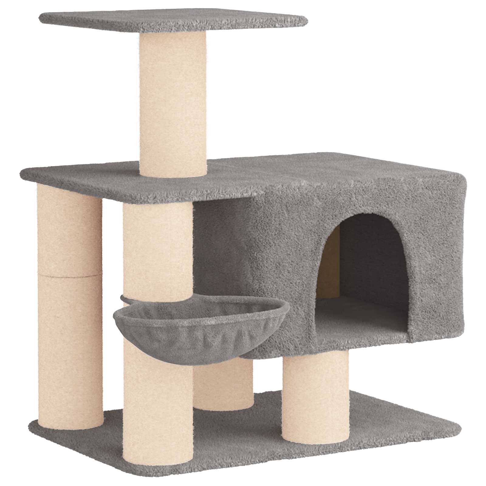 Katzennbaum mit Sisal-Kratzsäulen Hellgrau 96 cm