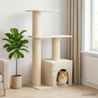 Katzennbaum mit Sisal-Kratzsäulen Creme 133 cm