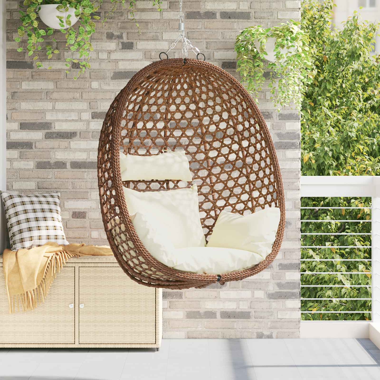 Hängesessel ohne Gestell Poly-Rattan 92 x 57,5 x 110 cm