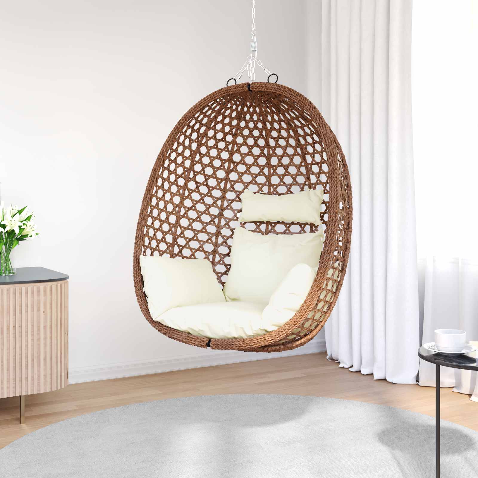 Hängesessel ohne Gestell Poly-Rattan 92 x 57,5 x 110 cm