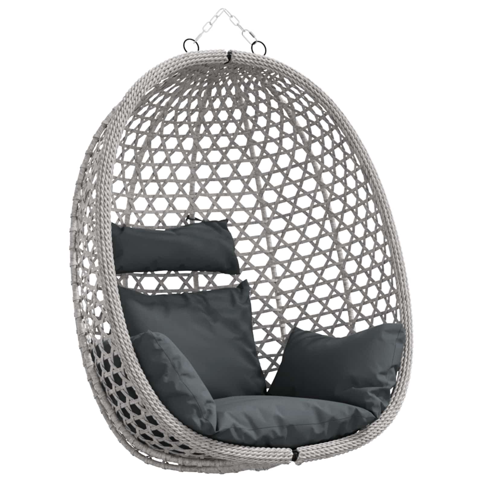 Hängesessel ohne Gestell Anthrazit und Grau 92 x 57,5 x 110 cm