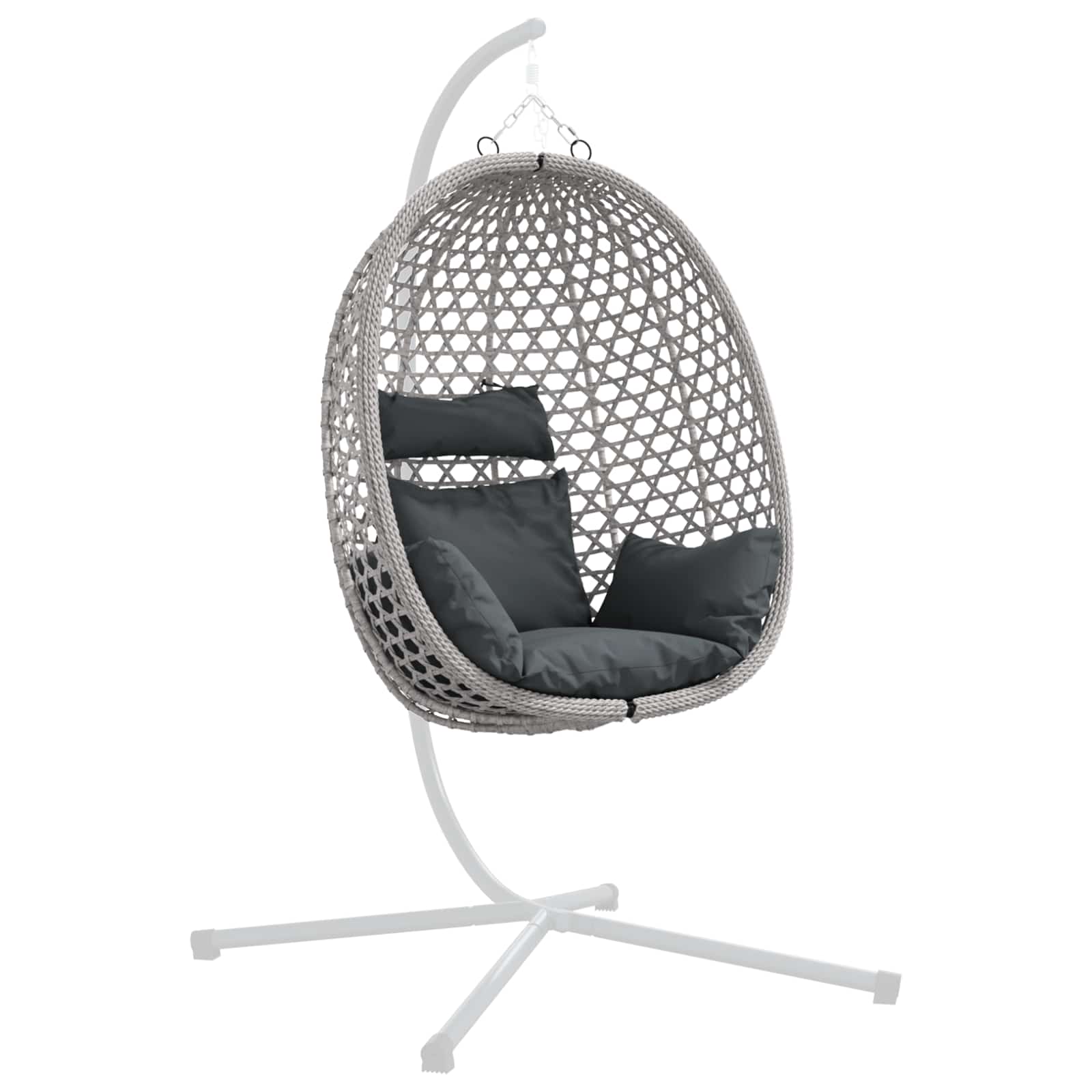 Hängesessel ohne Gestell Anthrazit und Grau 92 x 57,5 x 110 cm