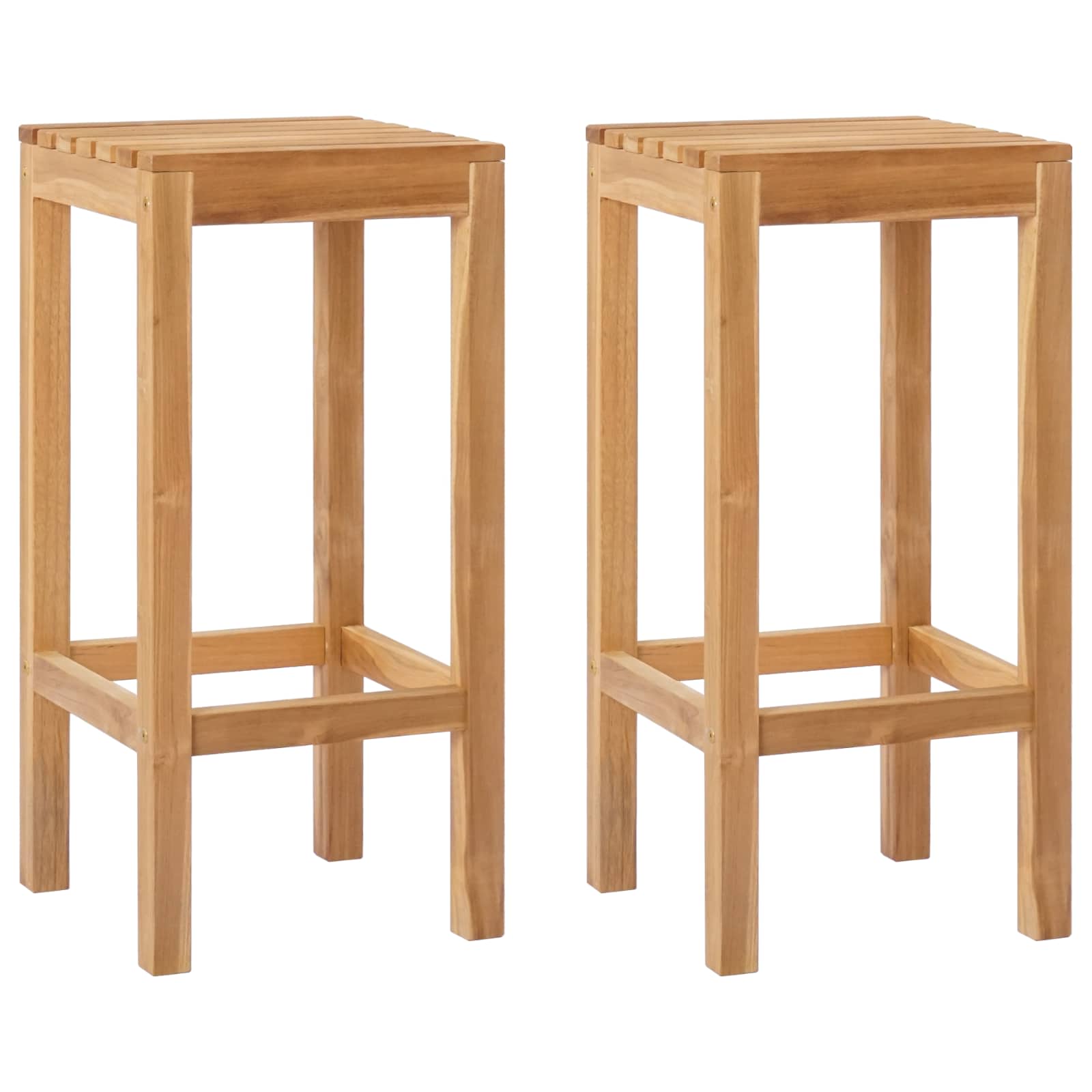 Barhocker 2 pcs Braun Massivholz Teak